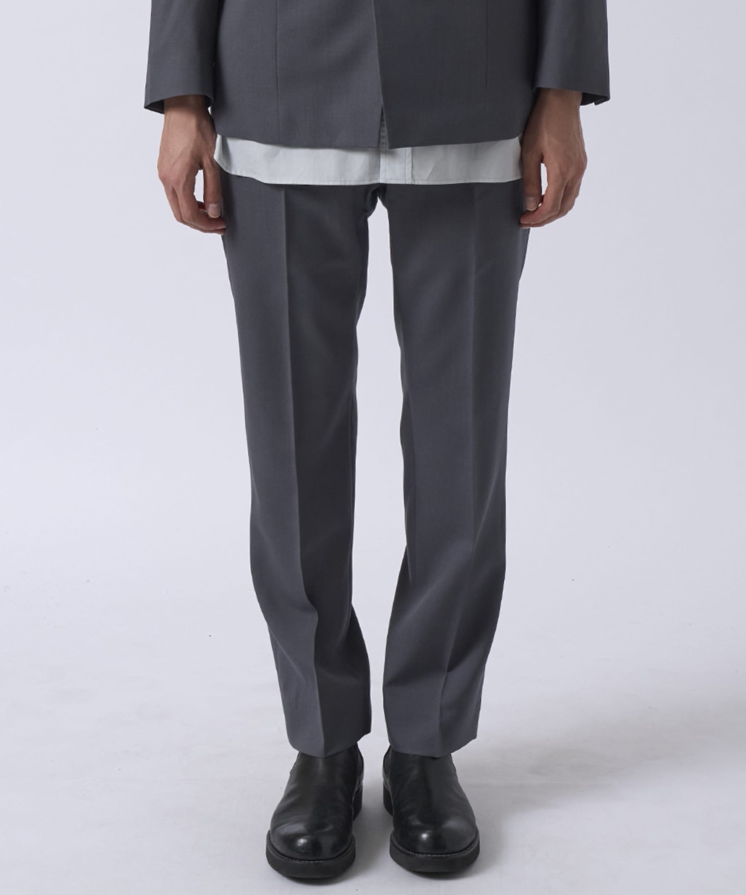 Water-repellent Wool Straight Trousers