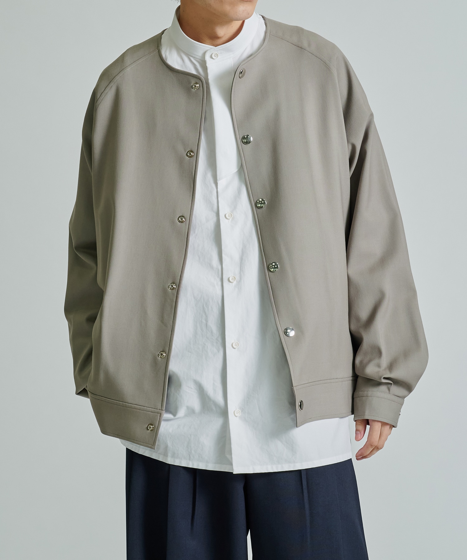 RERACS COLLARLESS RAGLAN BLOUSON