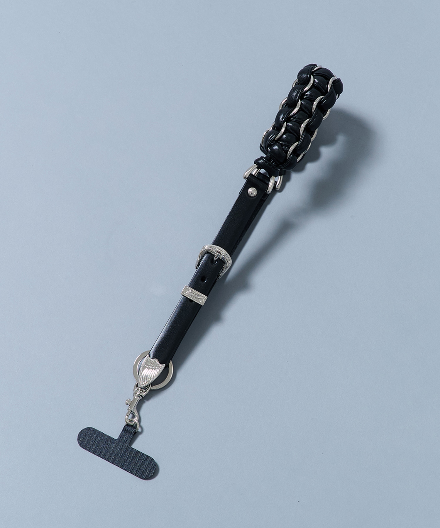 Leather braid phone handle strap