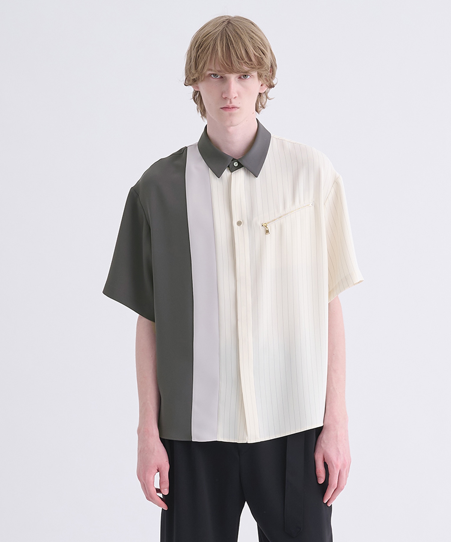 Double Satin Bi Color Short Sleeve Shirt