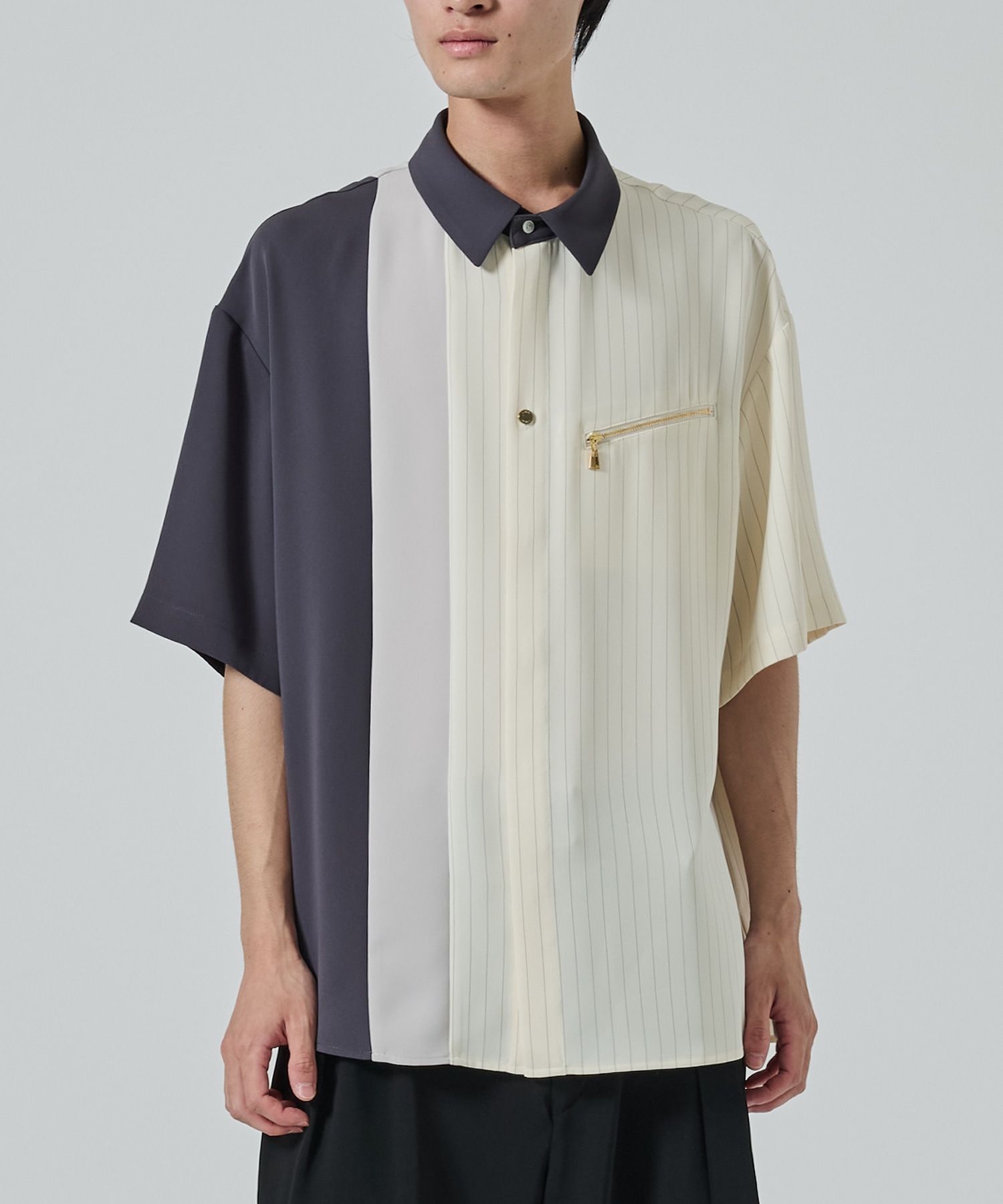 Double Satin Bi Color Short Sleeve Shirt