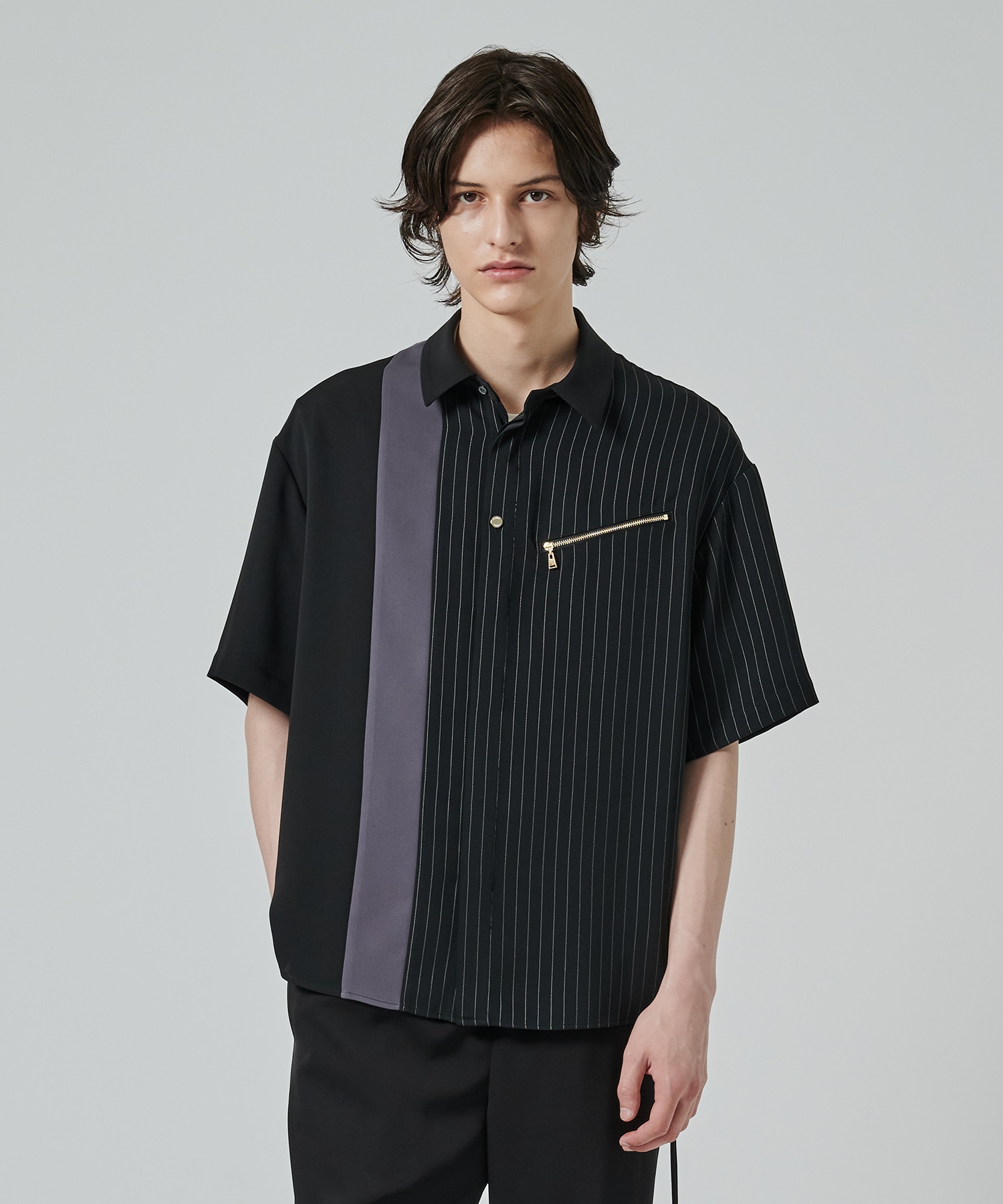 Double Satin Bi Color Short Sleeve Shirt