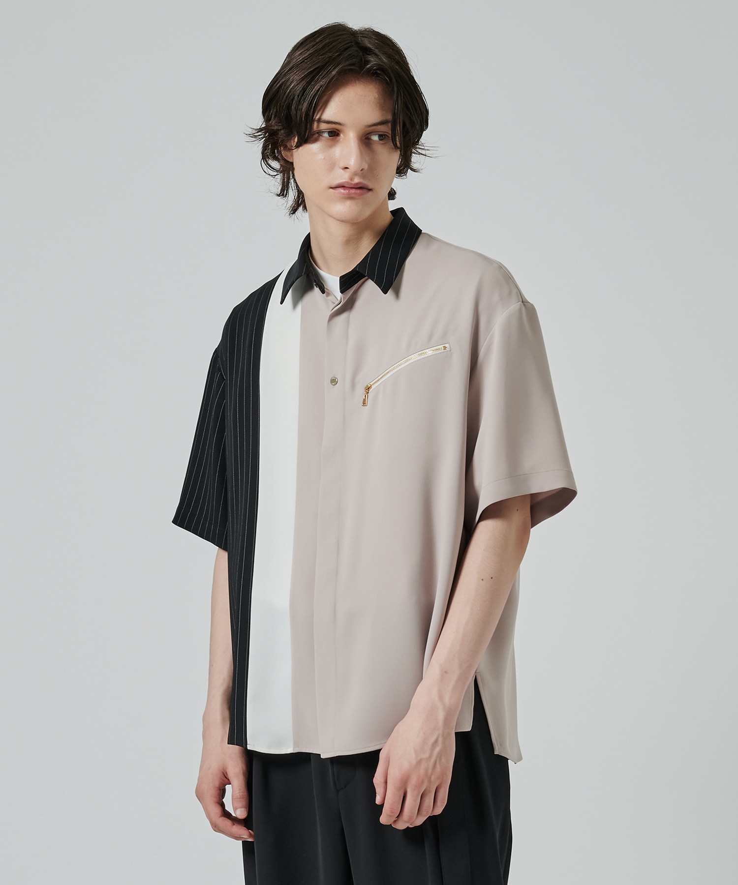 Double Satin Bi Color Short Sleeve Shirt