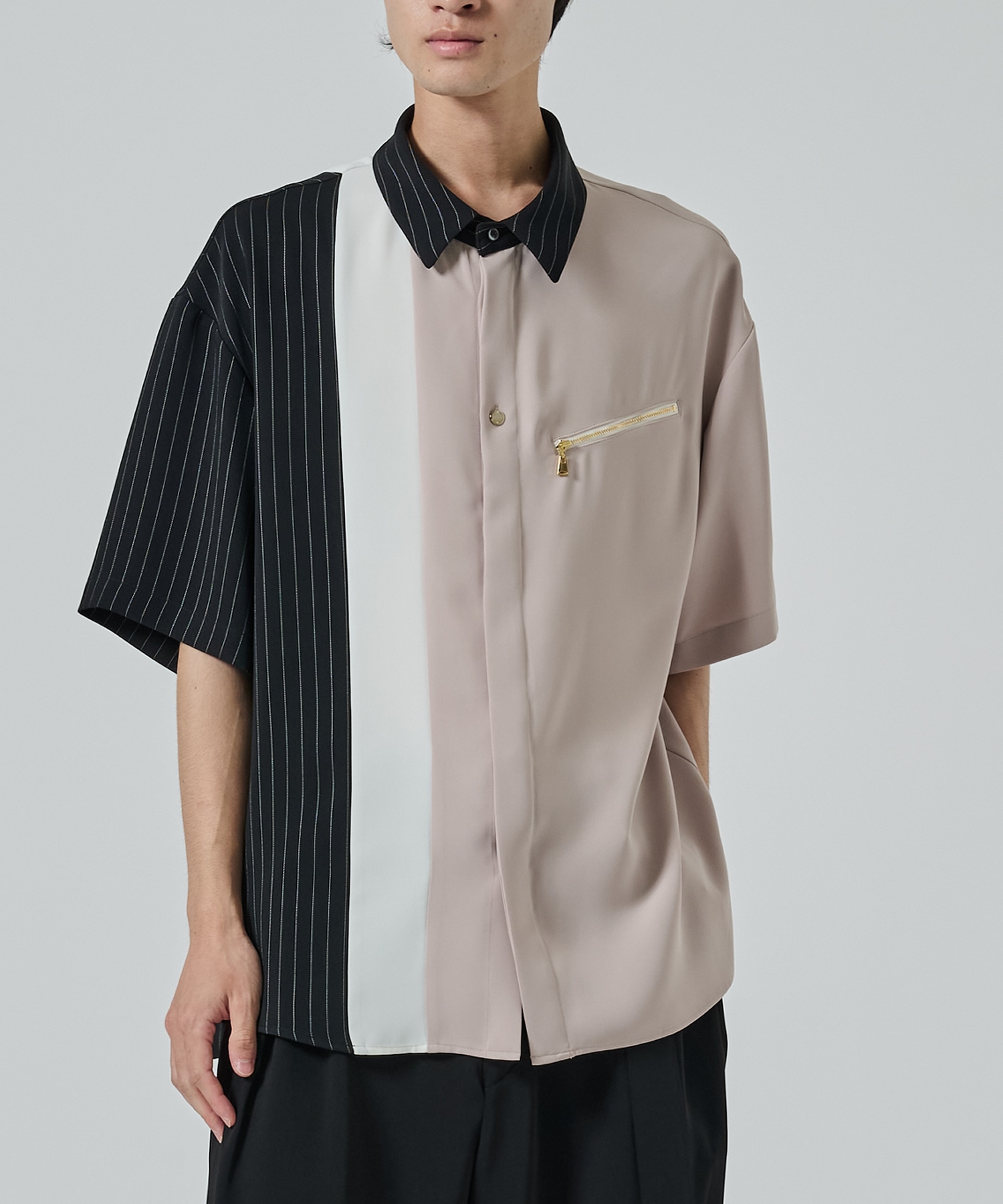Double Satin Bi Color Short Sleeve Shirt