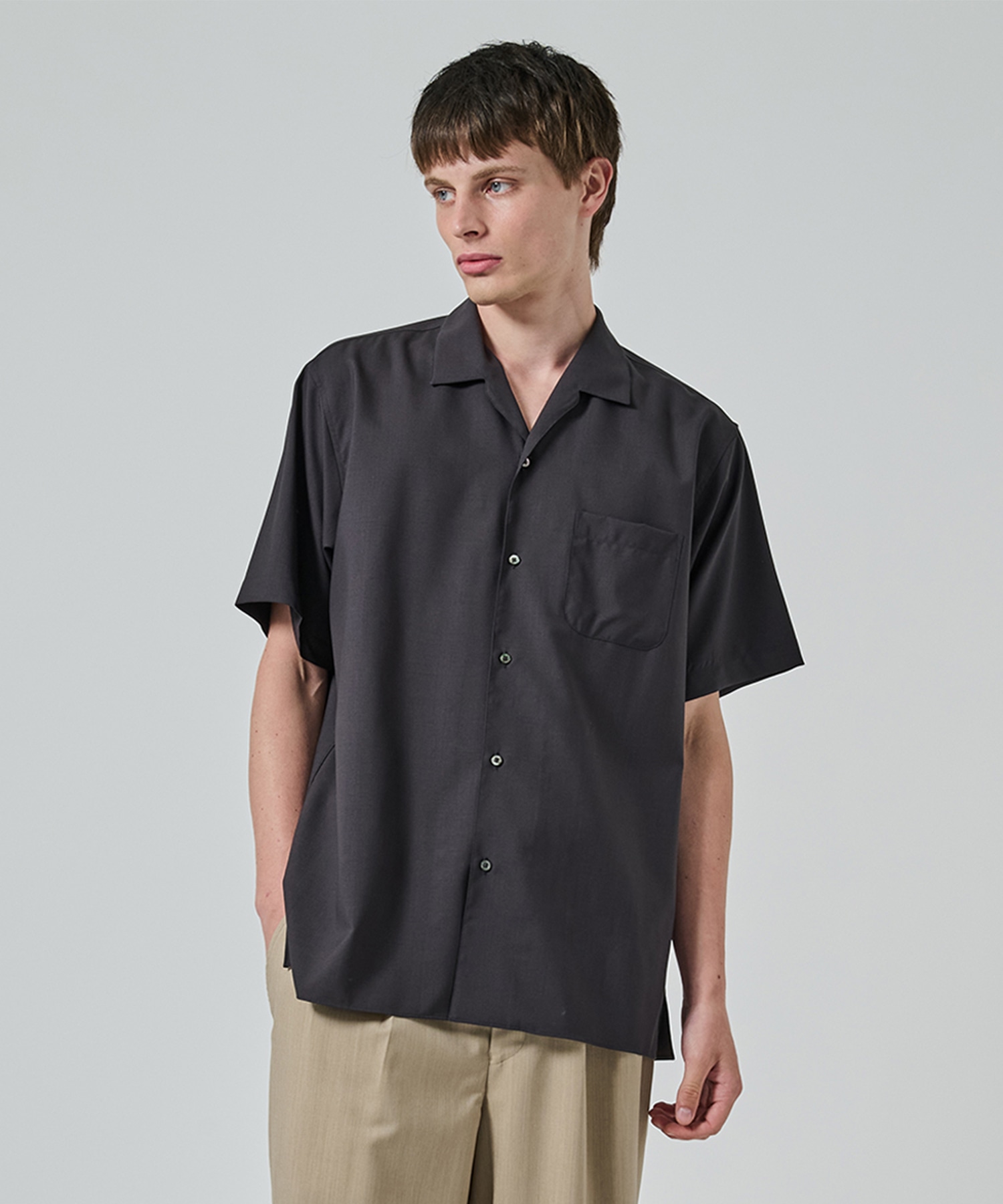 ITALIAN OPEN COLLAR S/S SHIRT