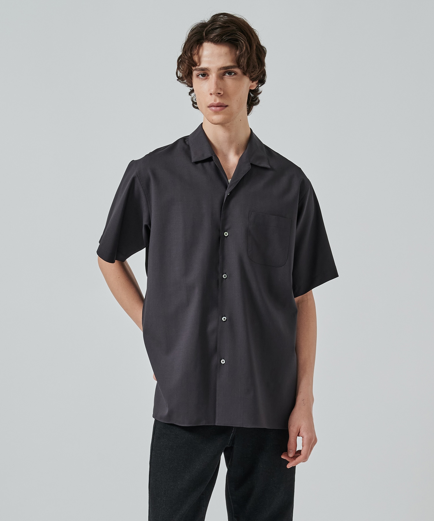 ITALIAN OPEN COLLAR S/S SHIRT