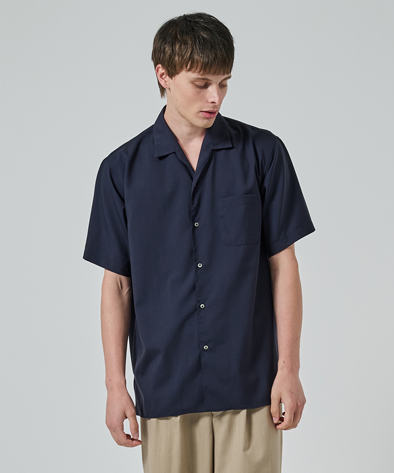 ITALIAN OPEN COLLAR S/S SHIRT