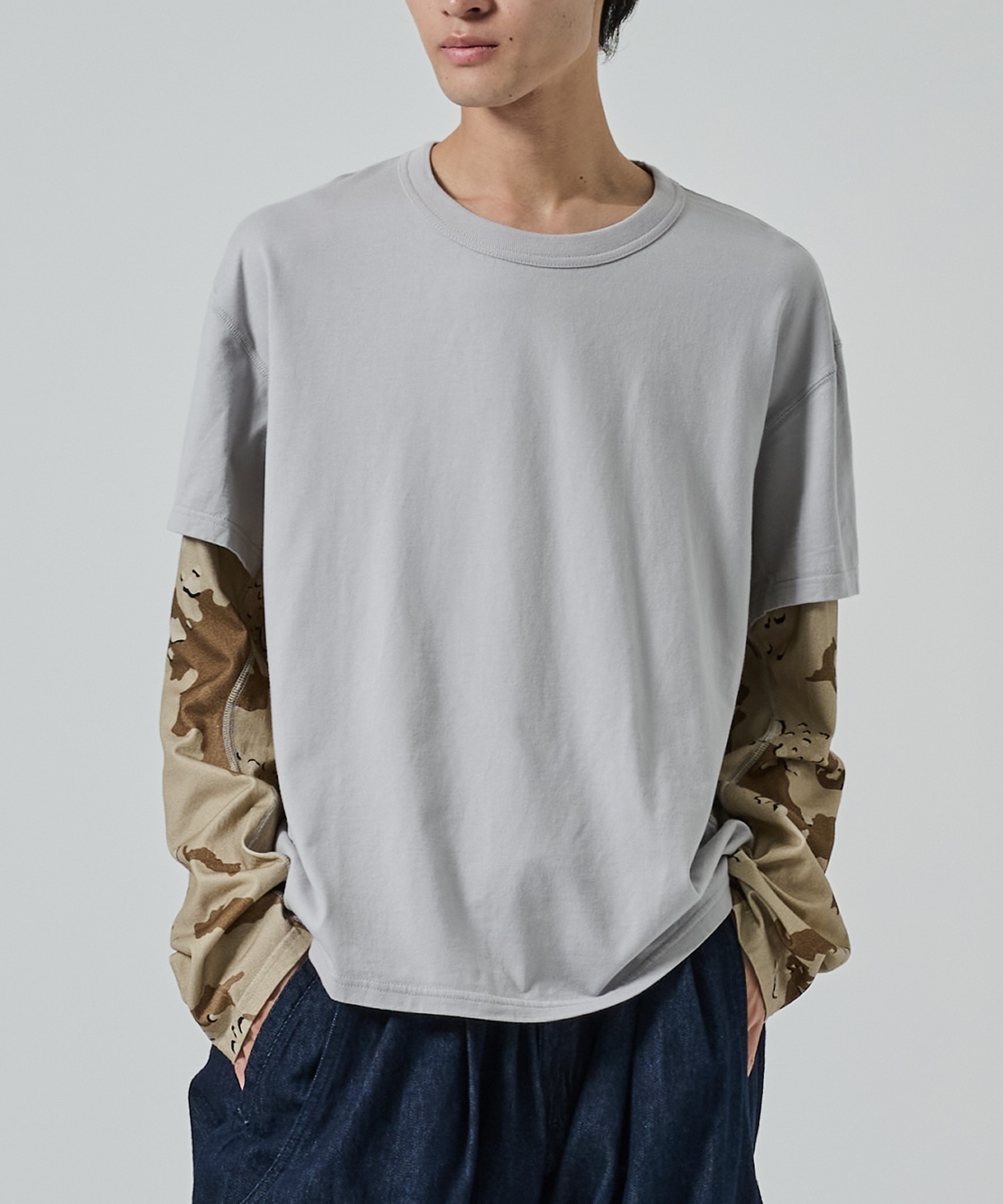 別注 PANELED LAYERD SLEEVE T-SHIRT