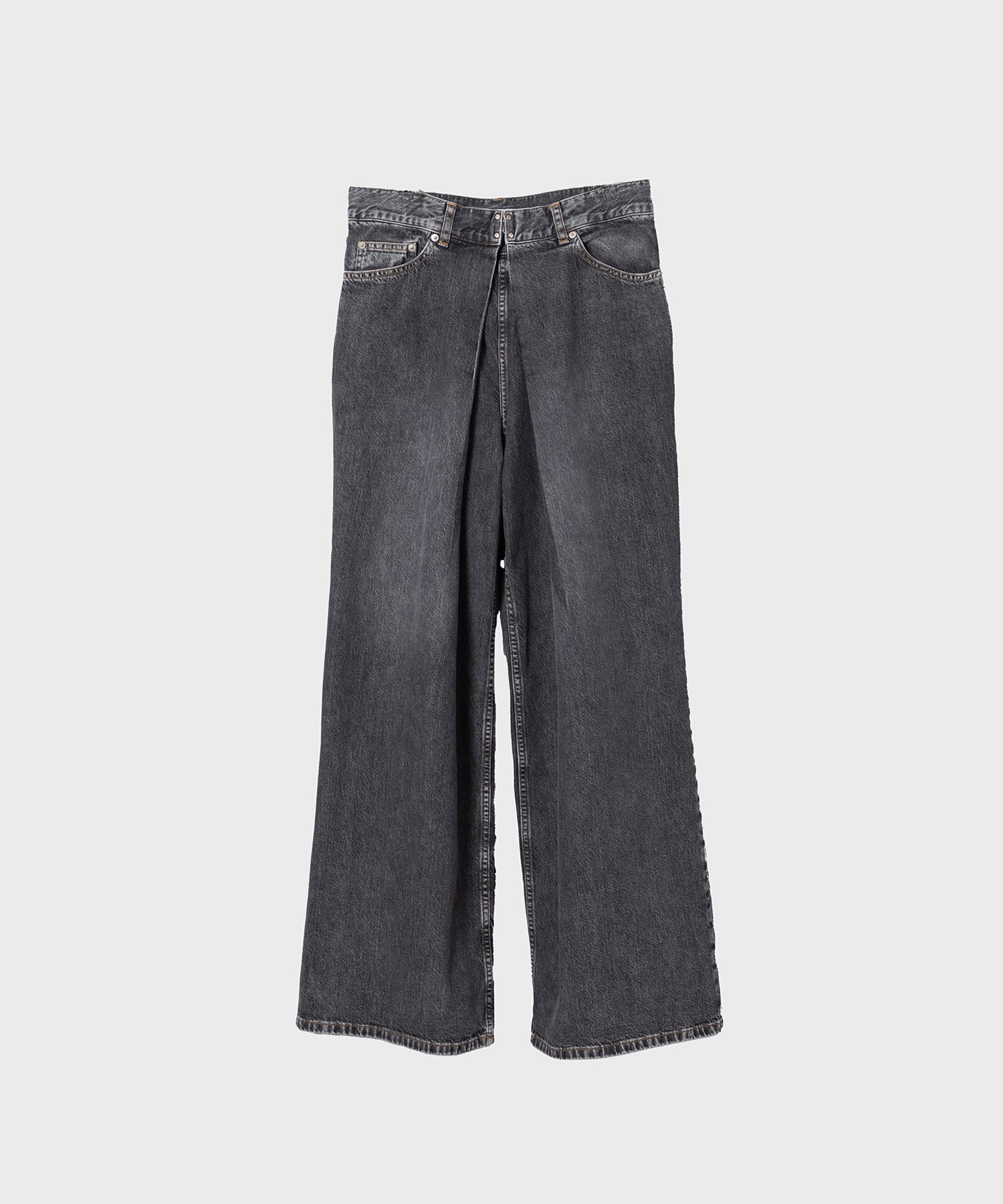 WASHED DENIM WIDE PANTS