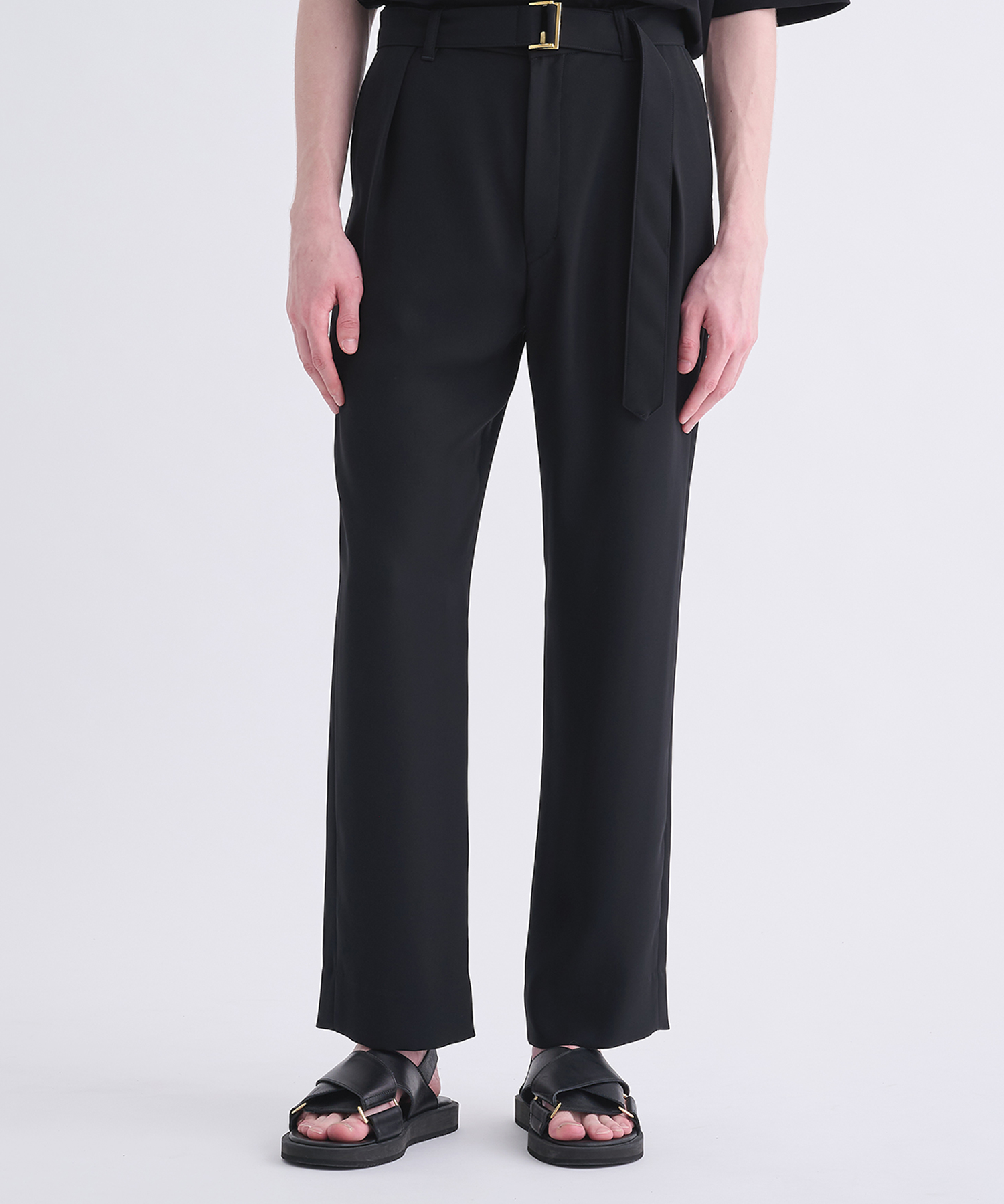 Dry Double Satin 1Tuck Pant with Long Belt