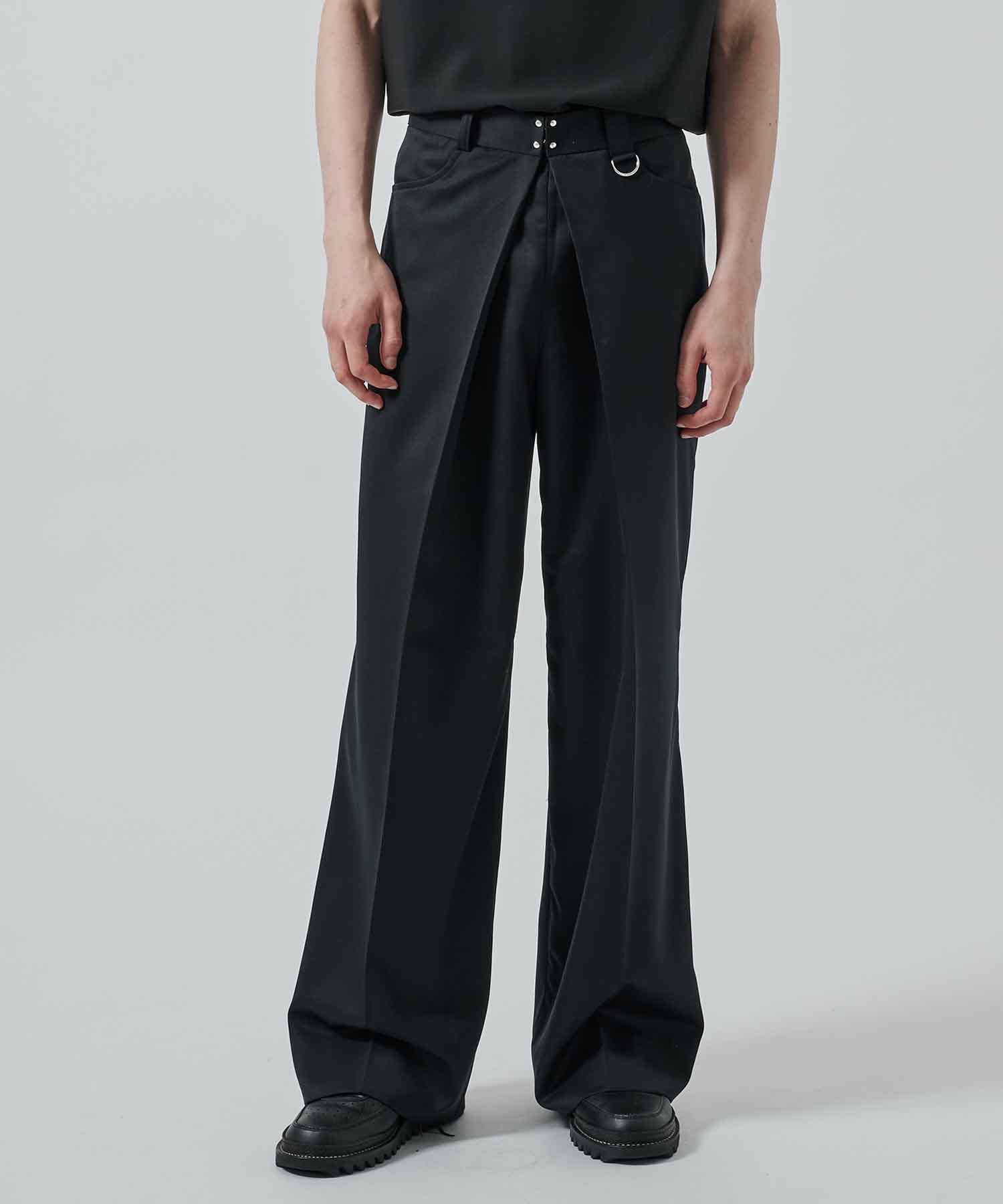 別注 SUMMER WOOL GABARDINE FOLDED WIDE TROUSERS
