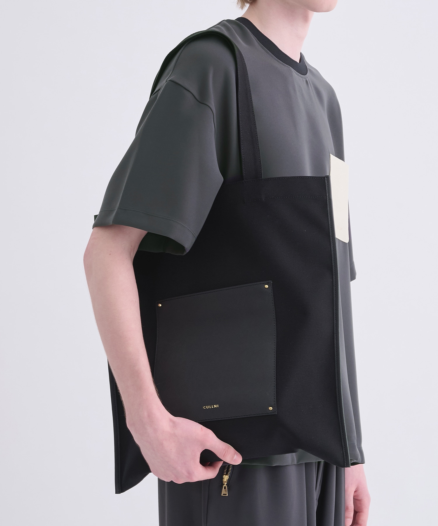 〈別注〉Leather Pocket Canvas Eco Tote