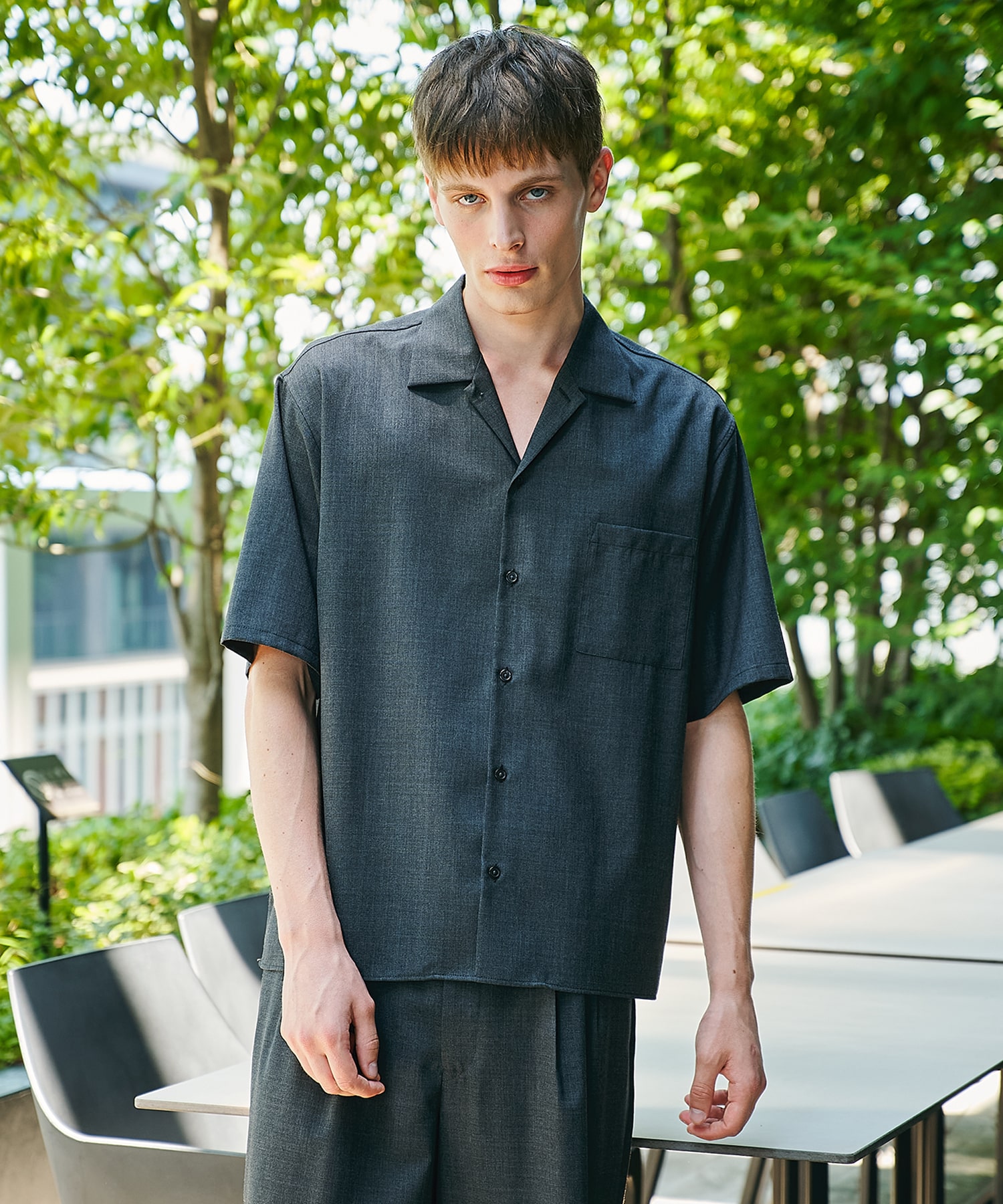 〈別注〉 OPEN COLLAR S/S SHIRT