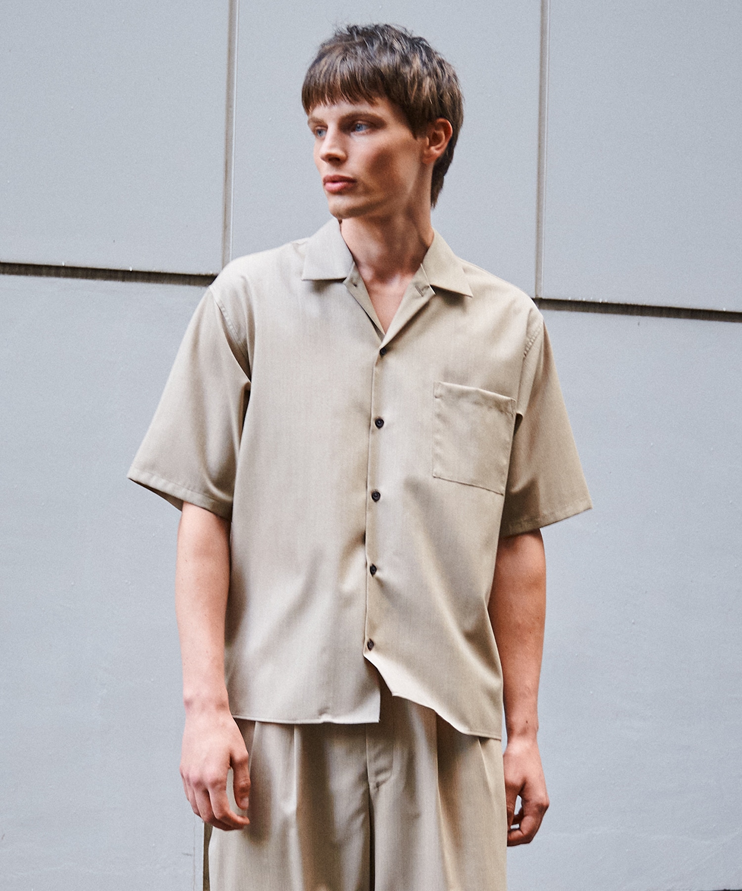 OPEN COLLAR S/S SHIRT