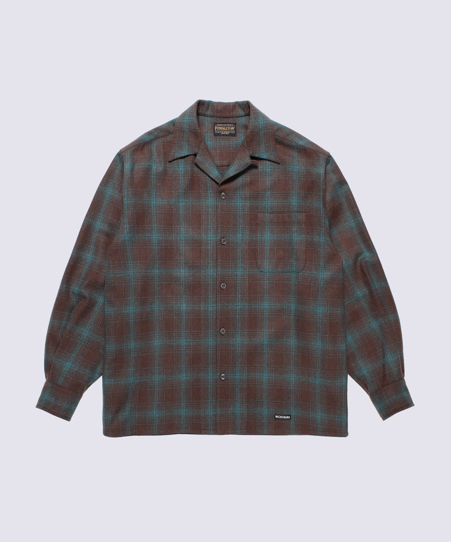 WOOL OMBRE CHECK OPEN COLLAR SHIRT L/S ( TYPE-3 )