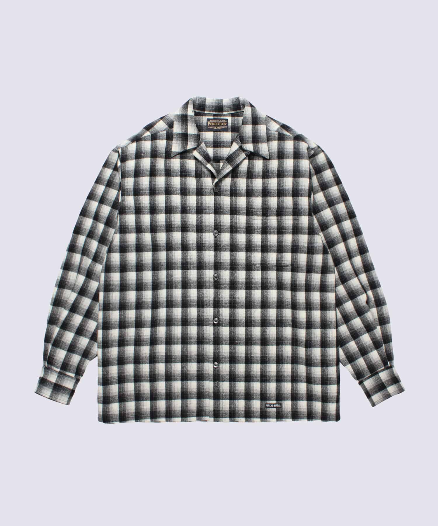 WOOL OMBRE CHECK OPEN COLLAR SHIRT L/S ( TYPE-1 )