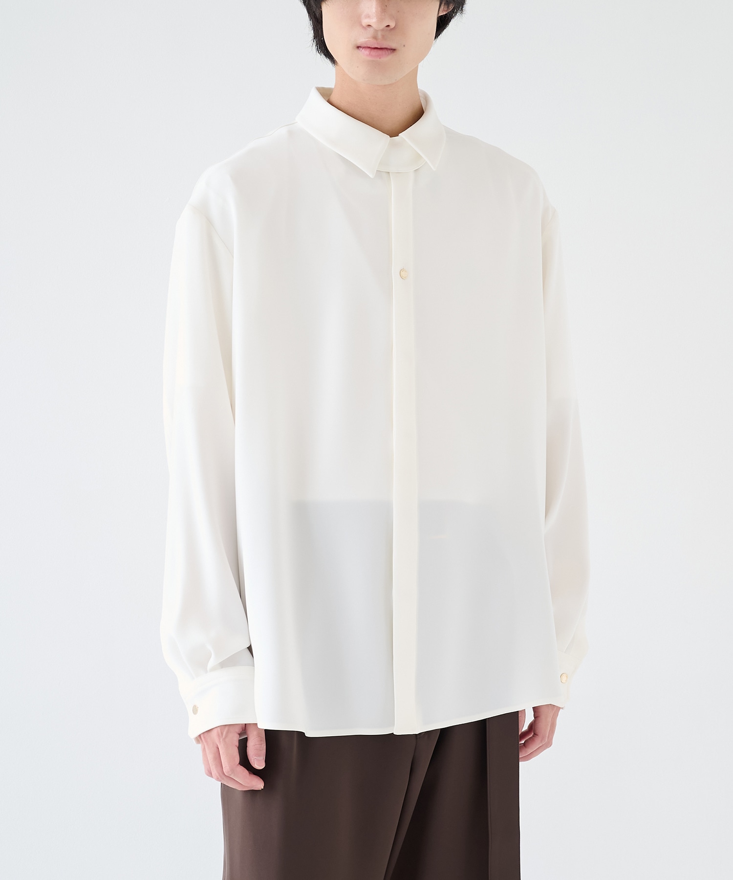 Double Cloth Twill Front Fly Chin Tab Shirt