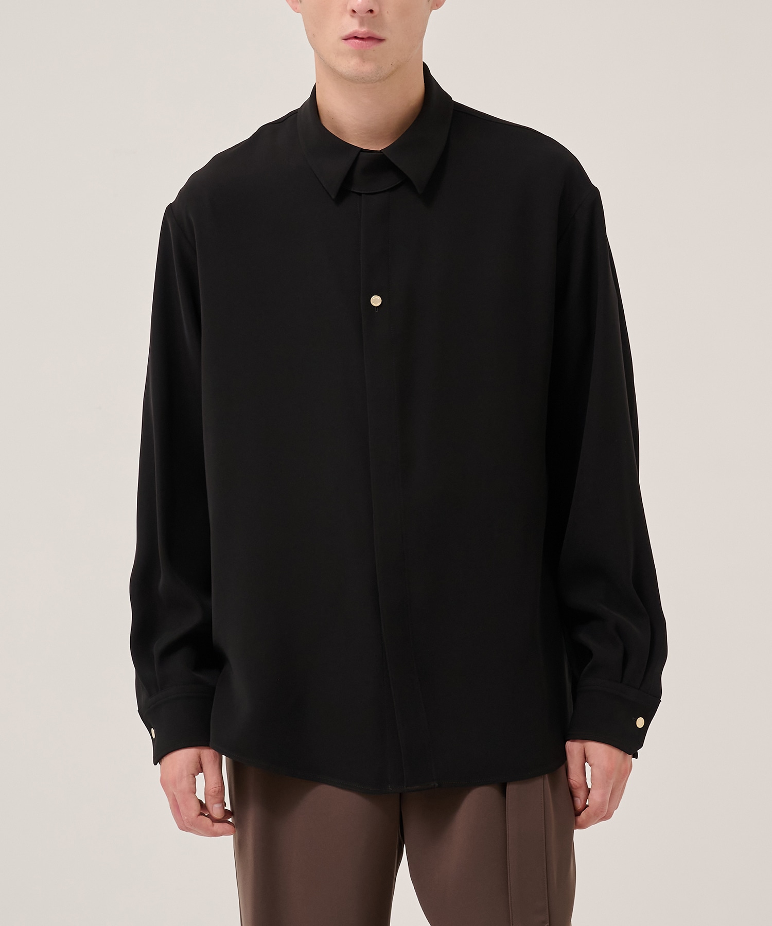 Double Cloth Twill Front Fly Chin Tab Shirt