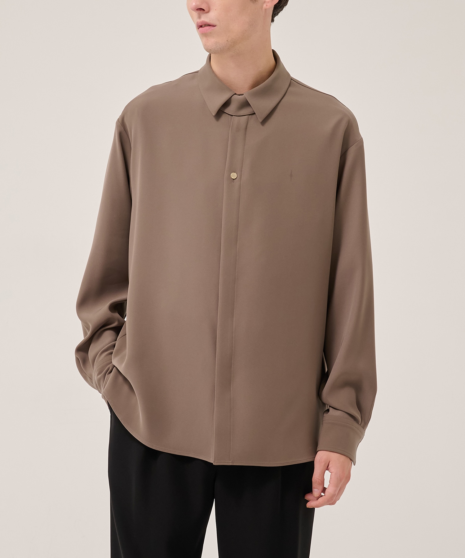 Double Cloth Twill Front Fly Chin Tab Shirt