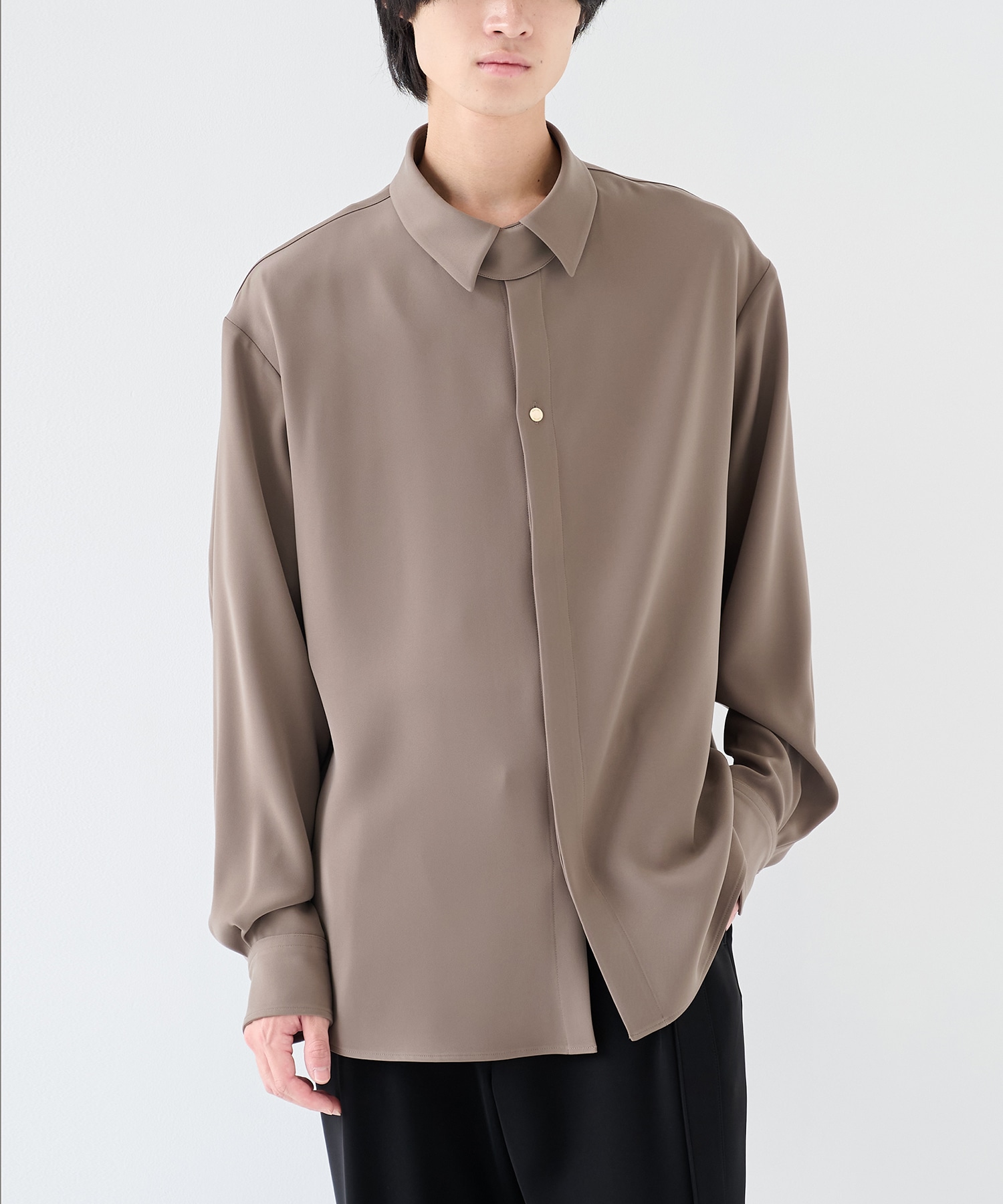 Double Cloth Twill Front Fly Chin Tab Shirt