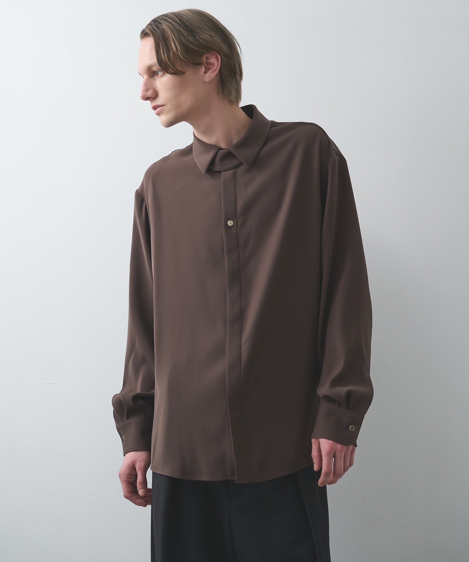 Double Cloth Twill Front Fly Chin Tab Shirt