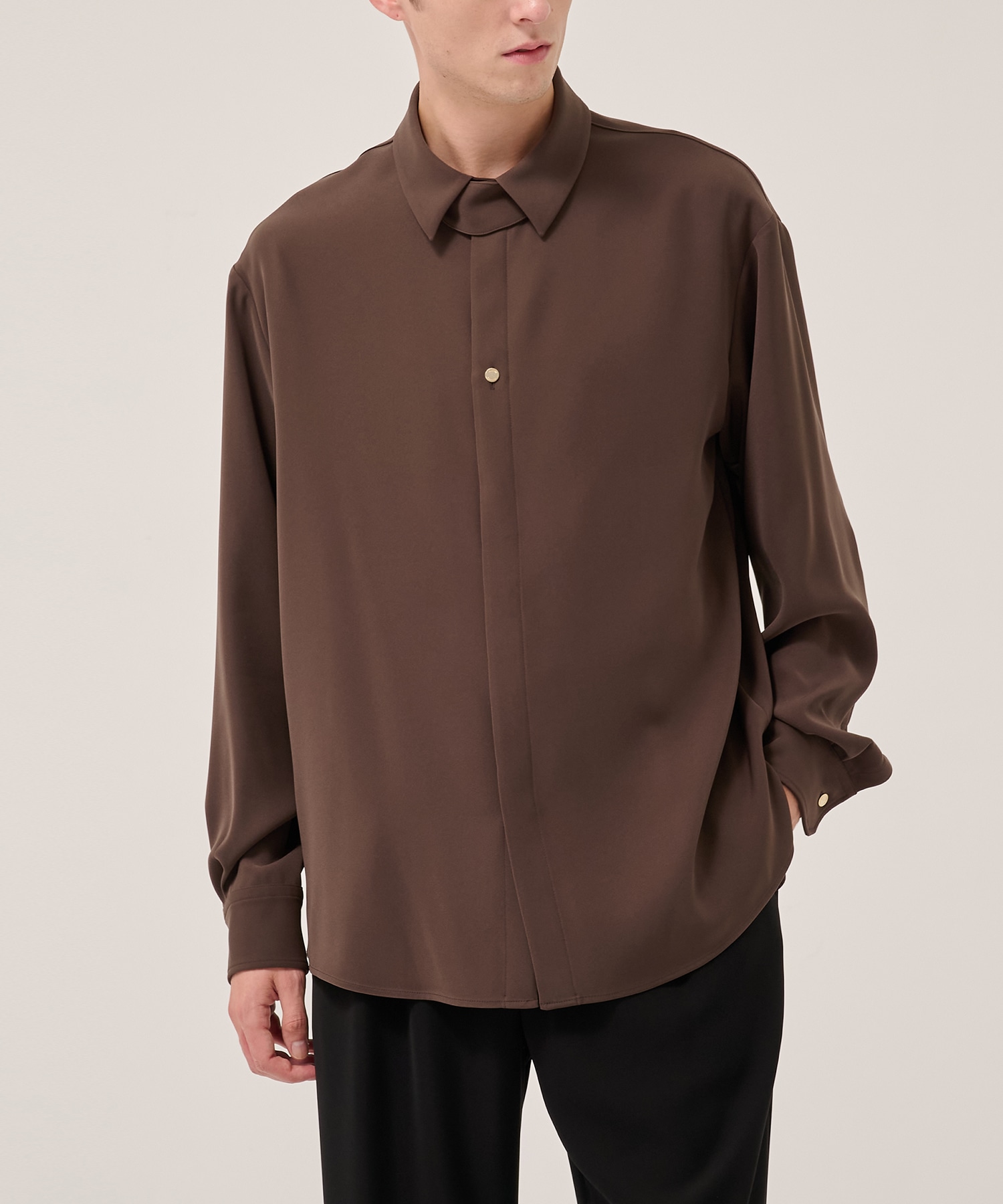 Double Cloth Twill Front Fly Chin Tab Shirt