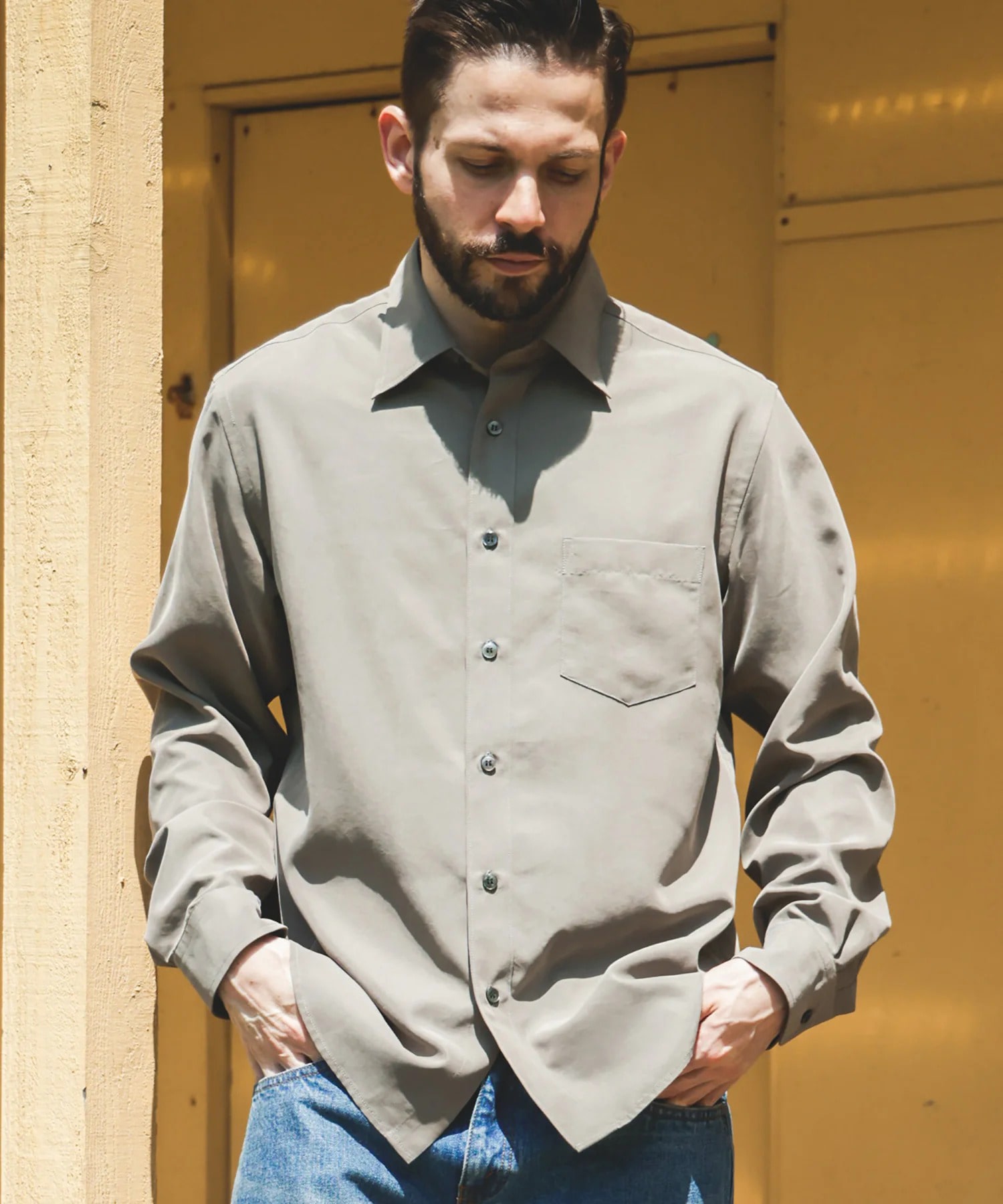 T/R POWDER POPLIN CLOTH /REGULAR COLLAR SHIRT