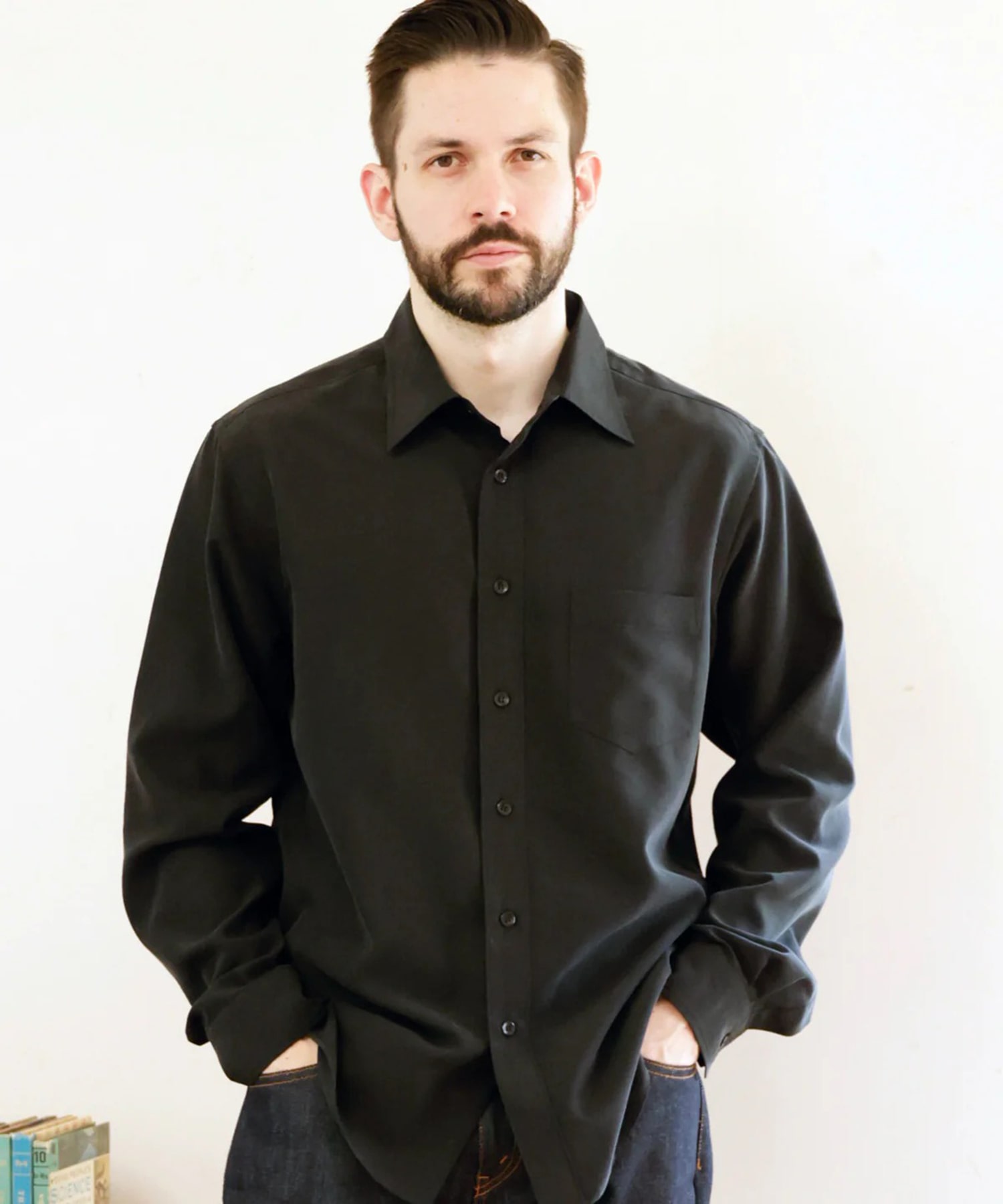 T/R POWDER POPLIN CLOTH /REGULAR COLLAR SHIRT