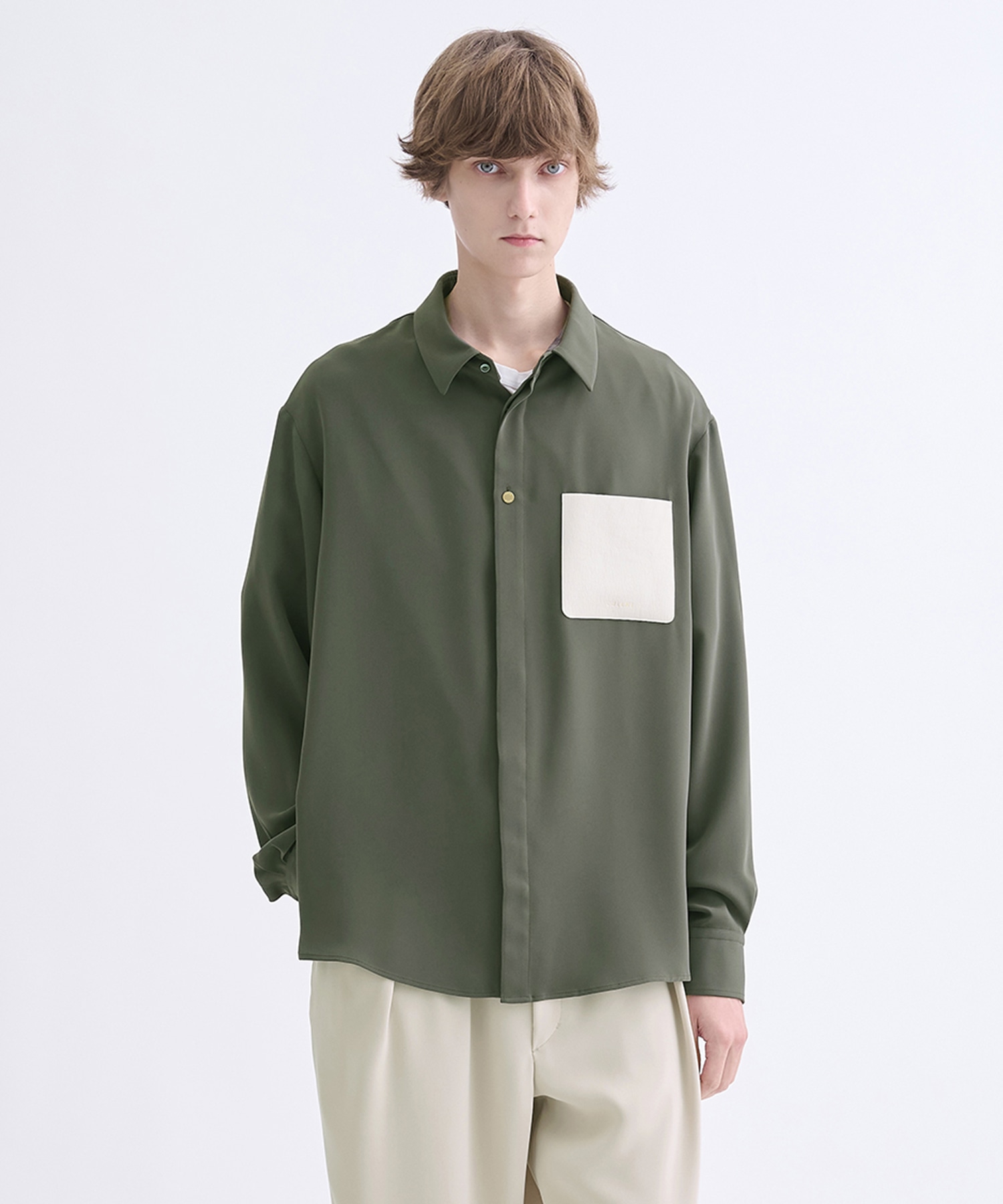 別注 Leather Pocket L/S Shirts