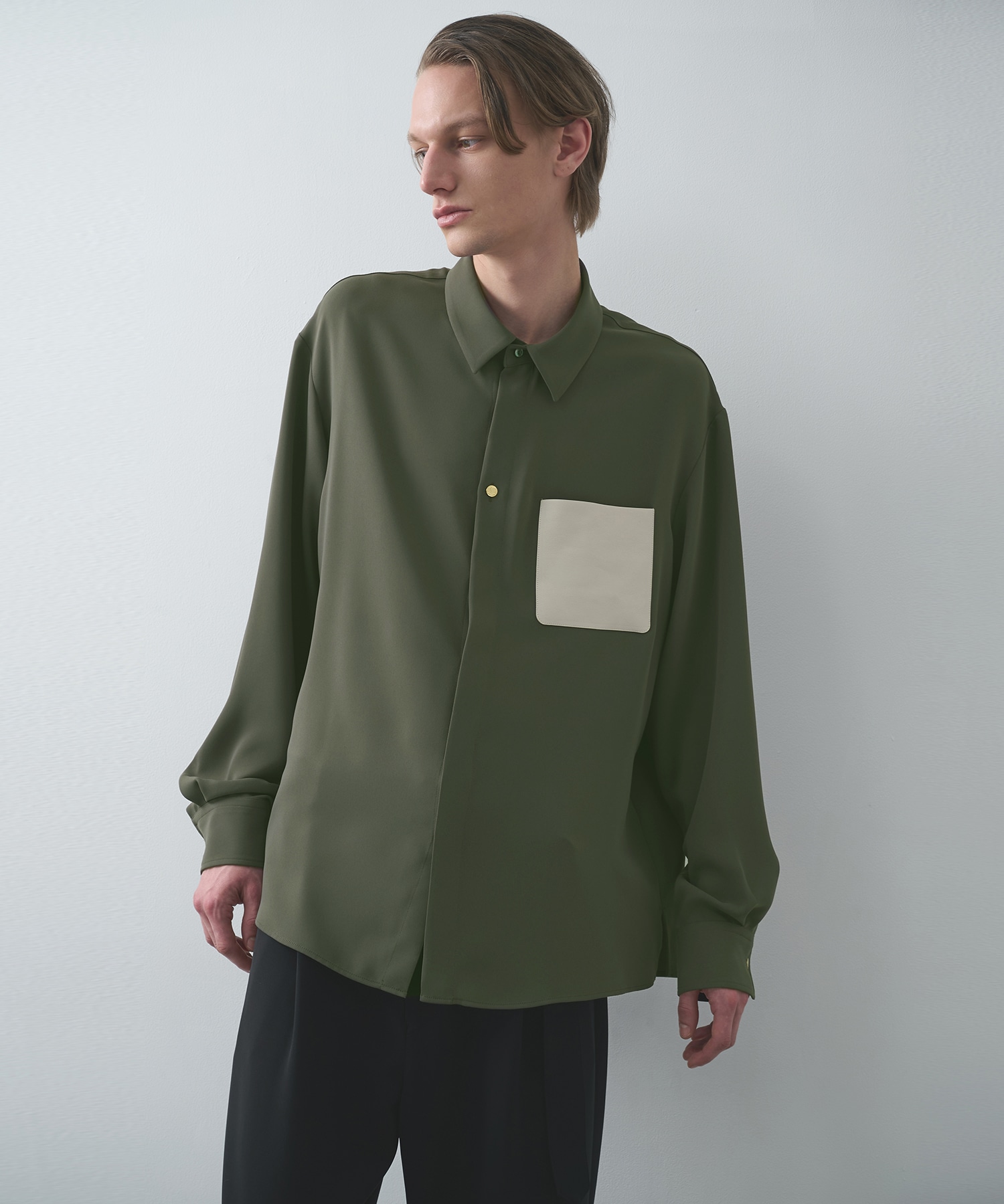 別注 Leather Pocket L/S Shirts