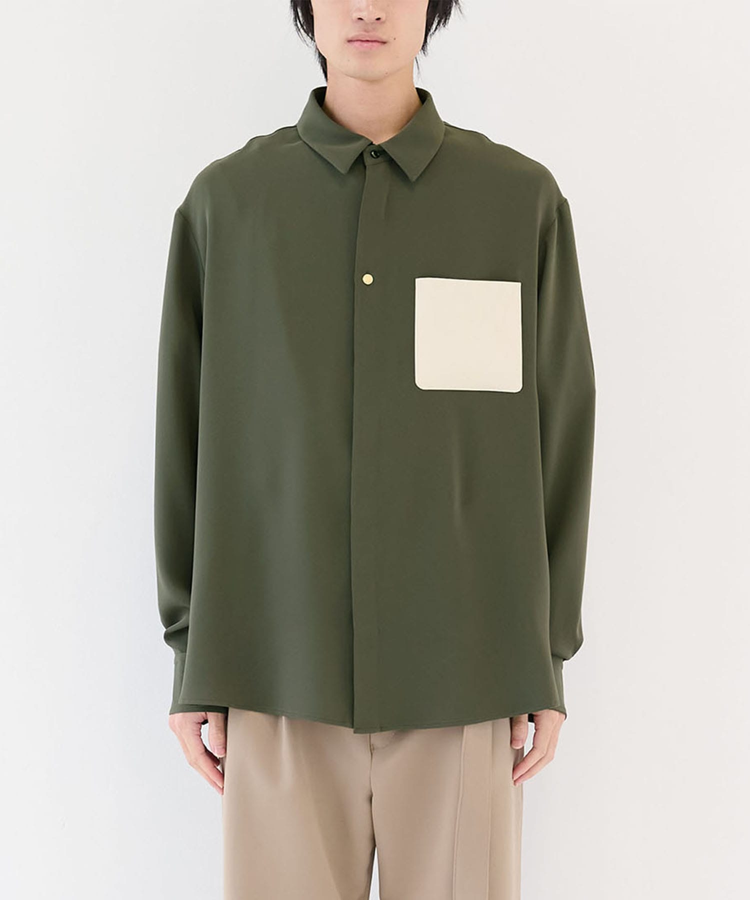 別注 Leather Pocket L/S Shirts