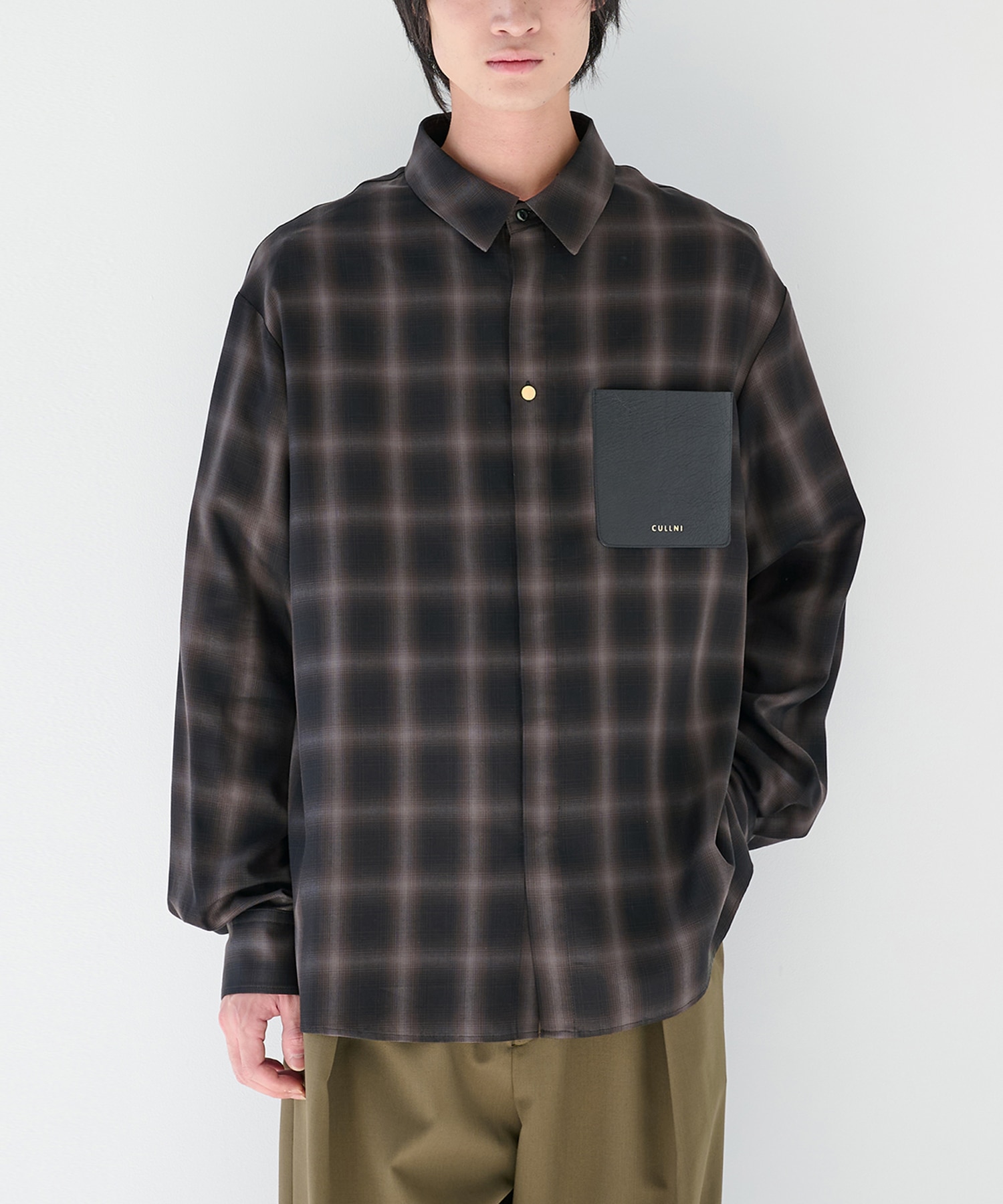 別注 Leather Pocket L/S Check Shirts