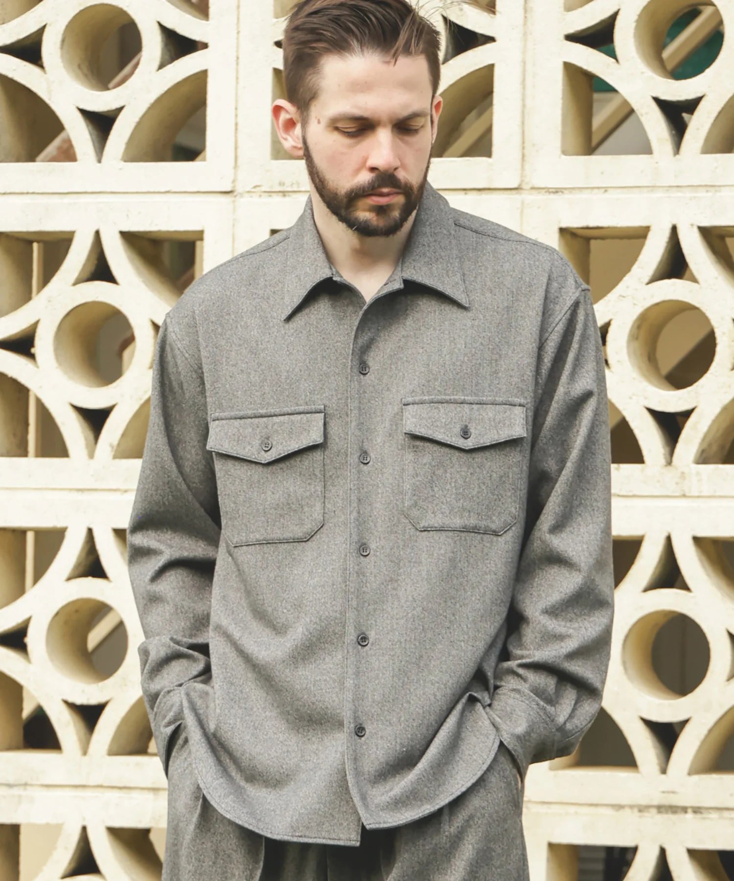 PEACHSKIN STRETCH GABARDINE /CPO SHIRT