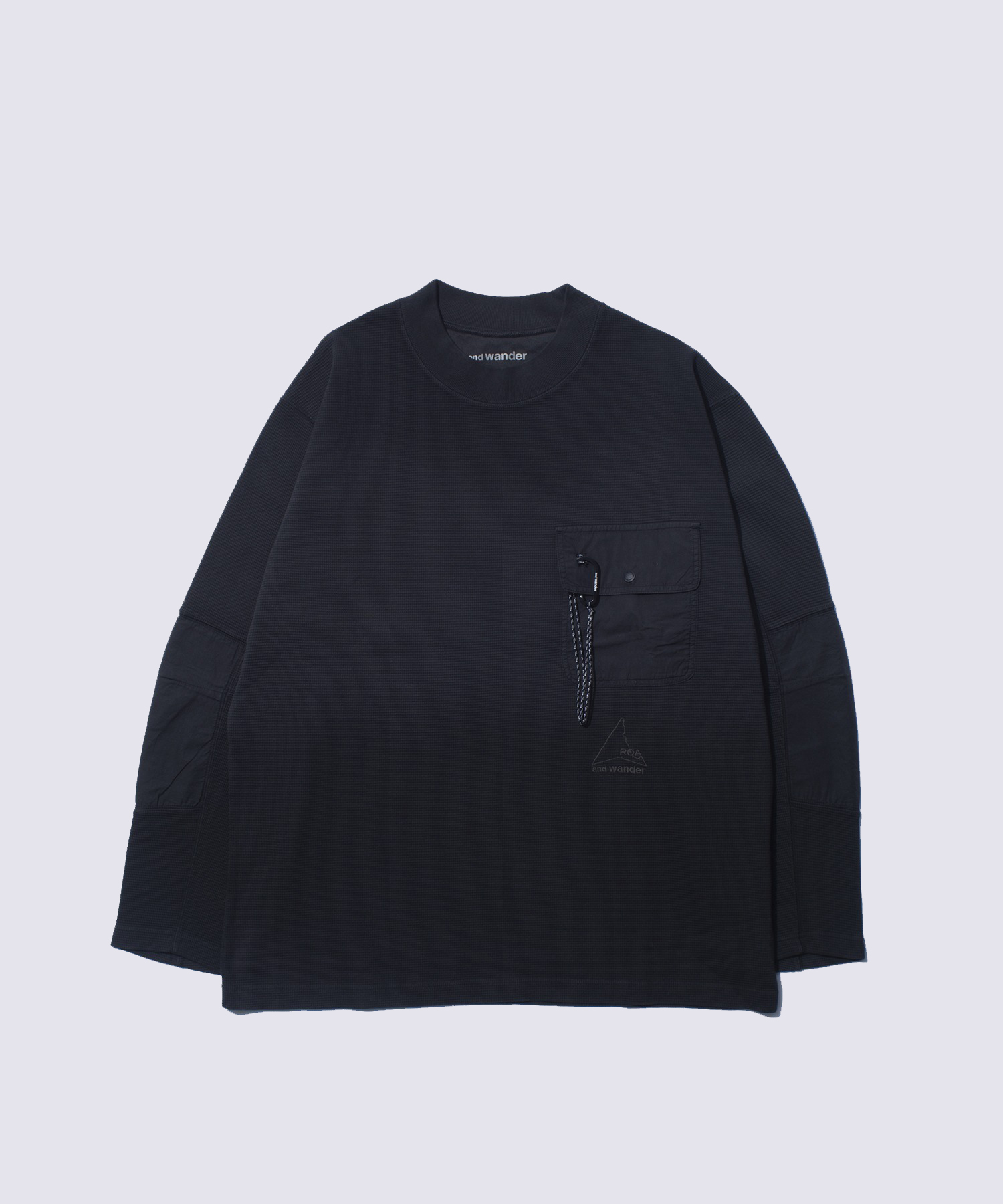 ROA garment dye waffle pocket L/S T