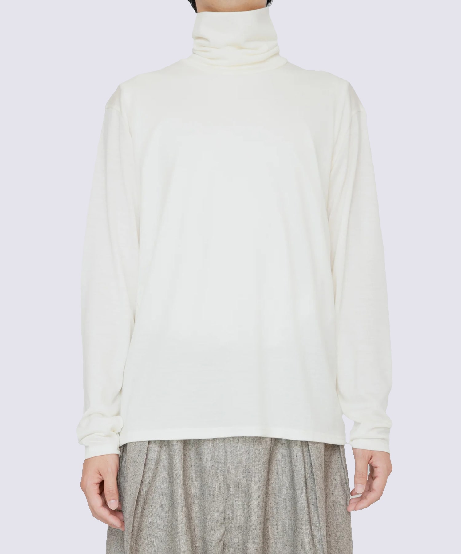 WASHABLE-WOOL HIGH NECK SHIRT