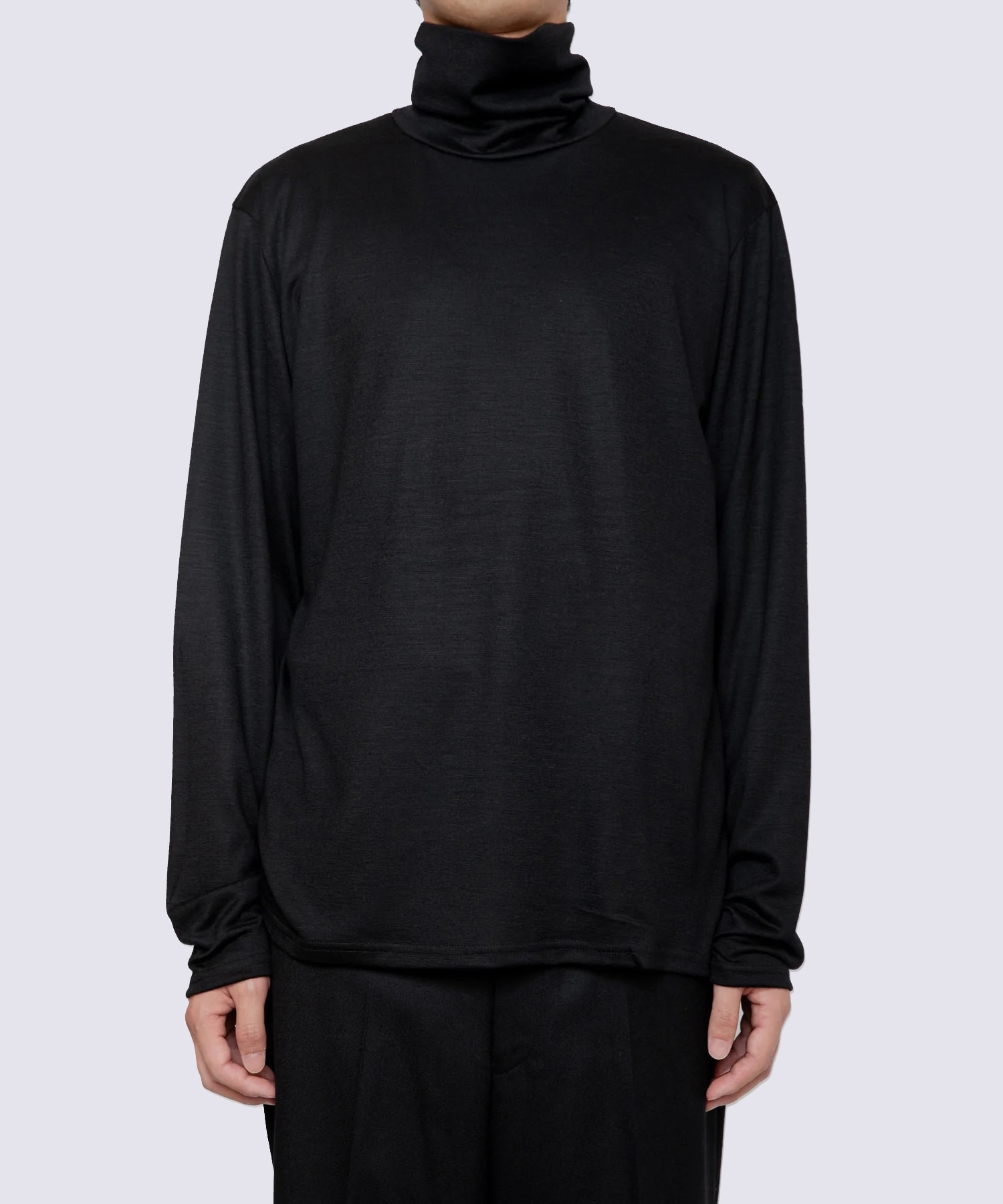 WASHABLE-WOOL HIGH NECK SHIRT