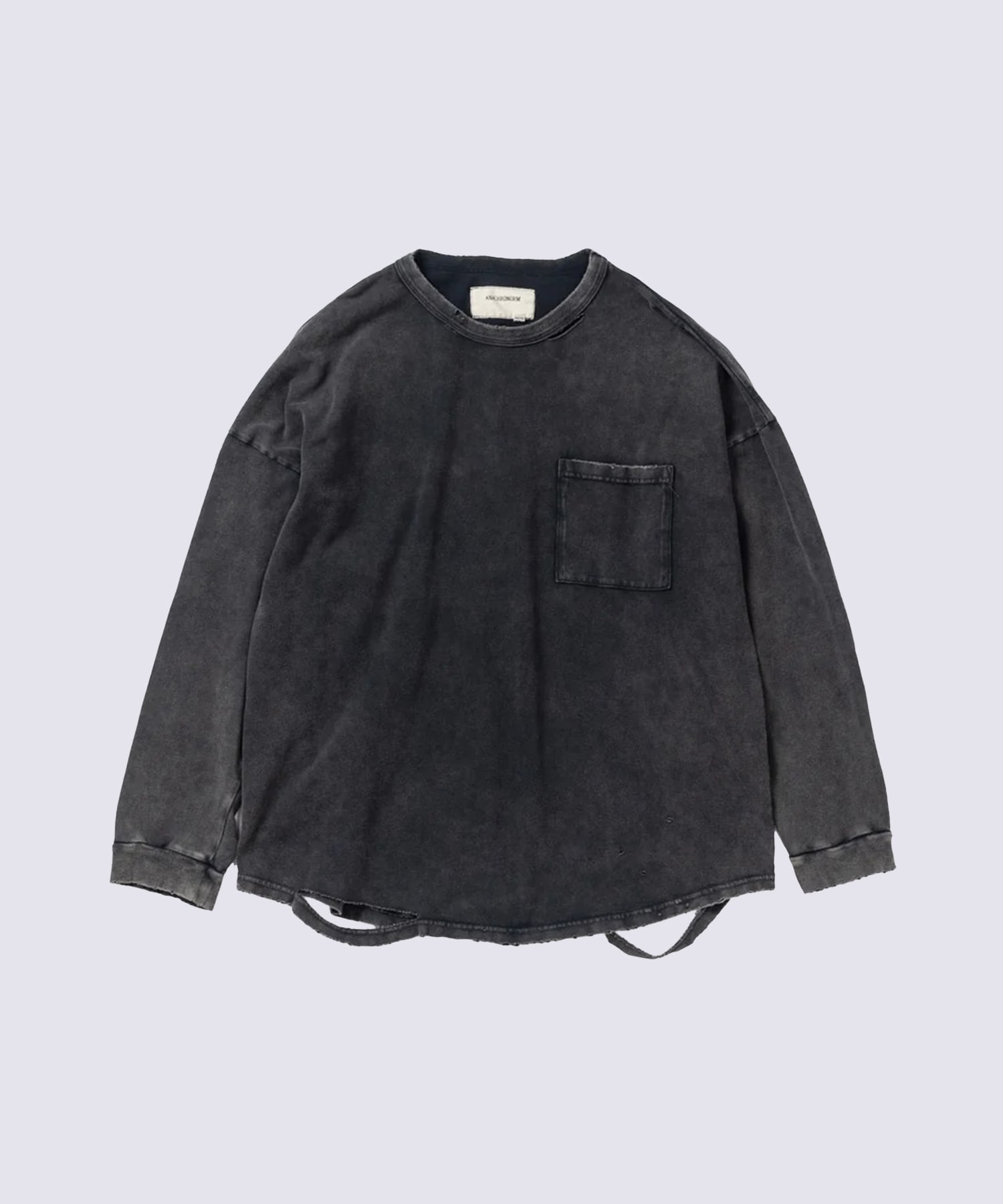 MOSS STITCH DAMAGED POCKET L/S T-S