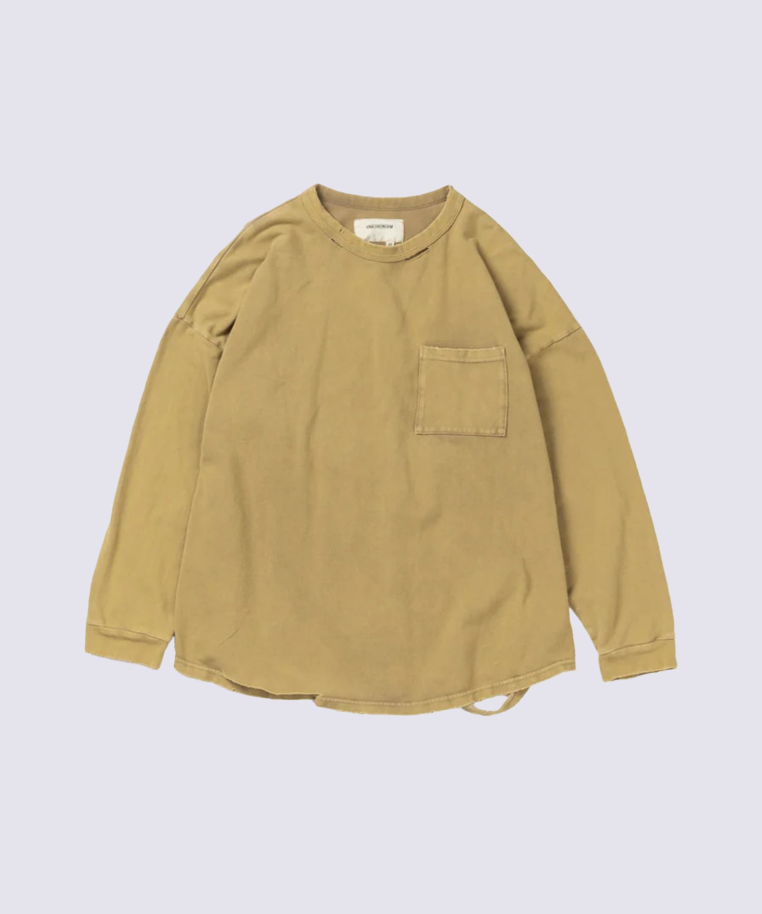 MOSS STITCH DAMAGED POCKET L/S T-S