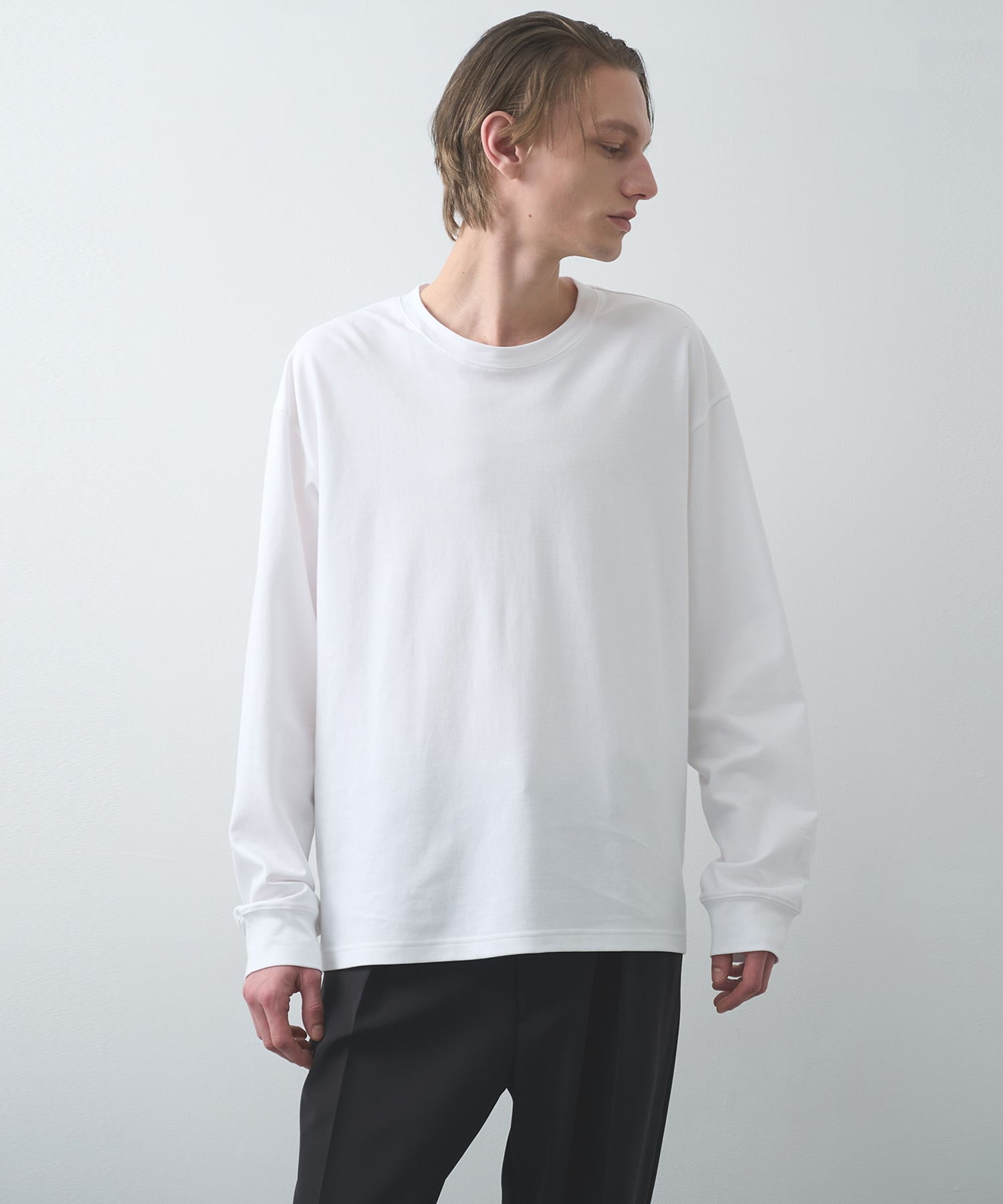 COTTON DOUBLE FACE OVERSIZED L/S TEE