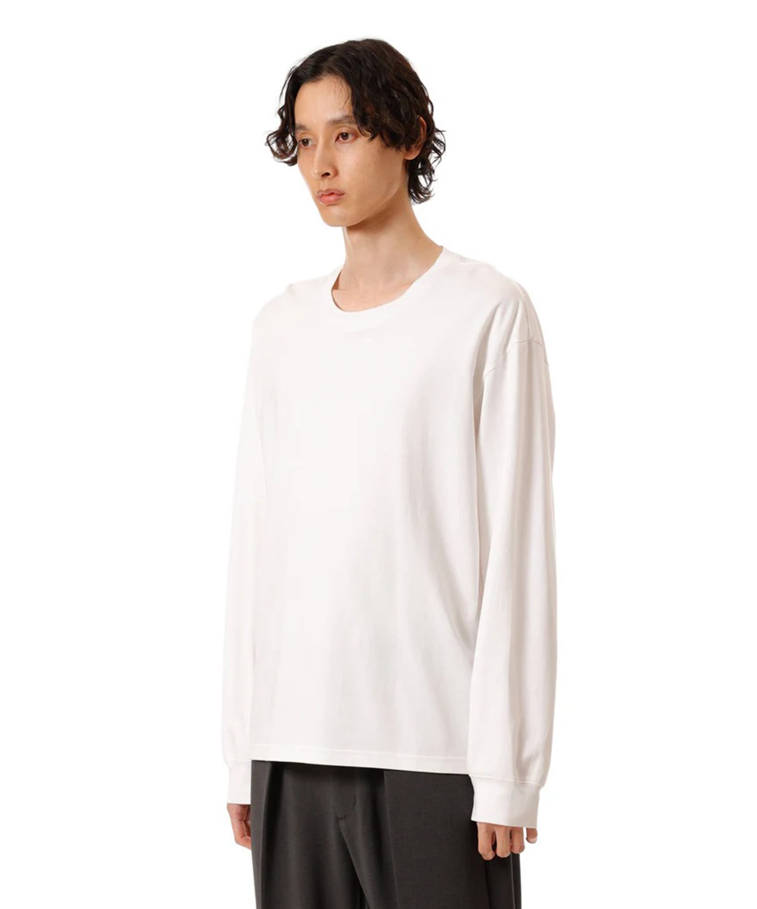 COTTON DOUBLE FACE OVERSIZED L/S TEE