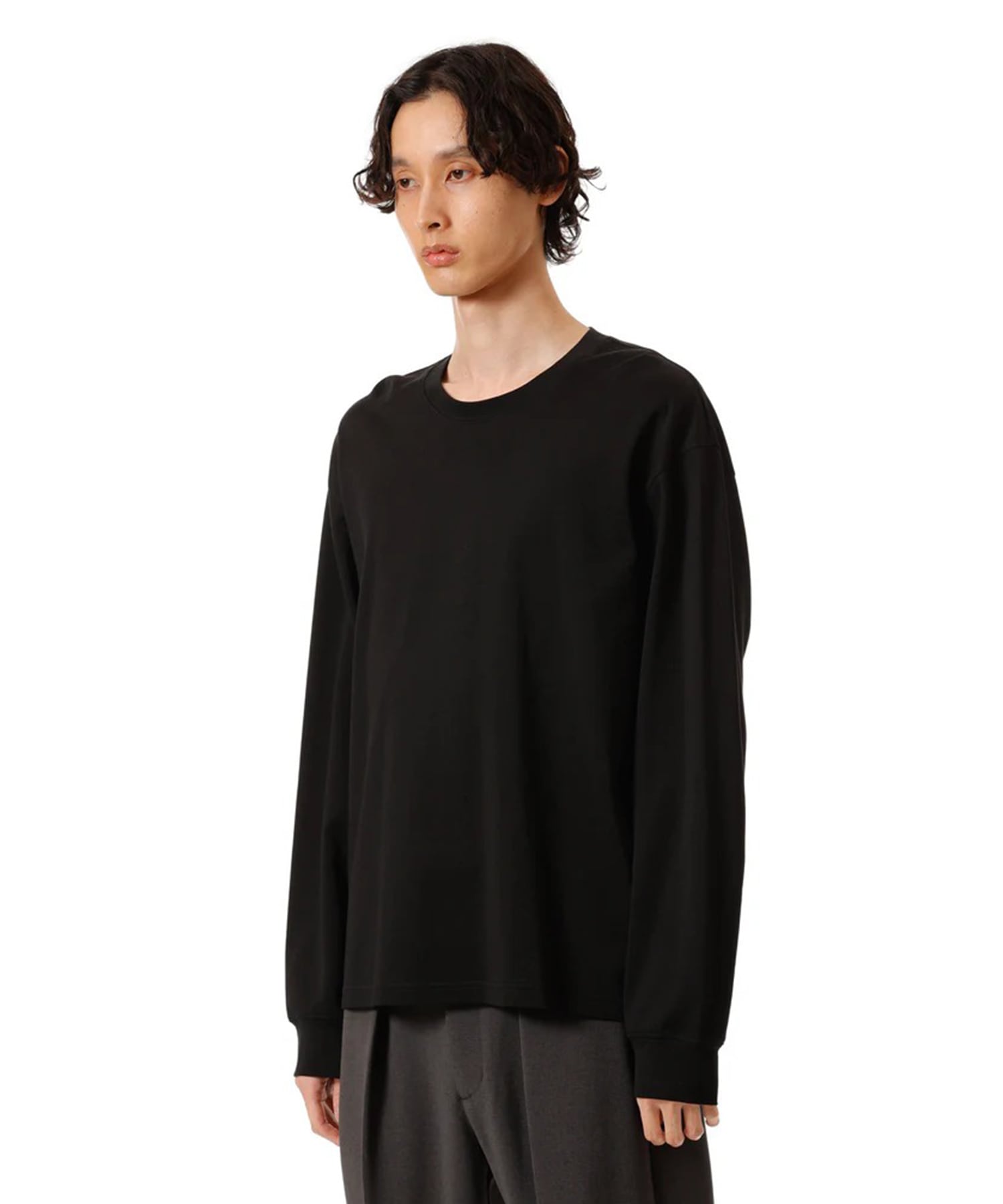 COTTON DOUBLE FACE OVERSIZED L/S TEE