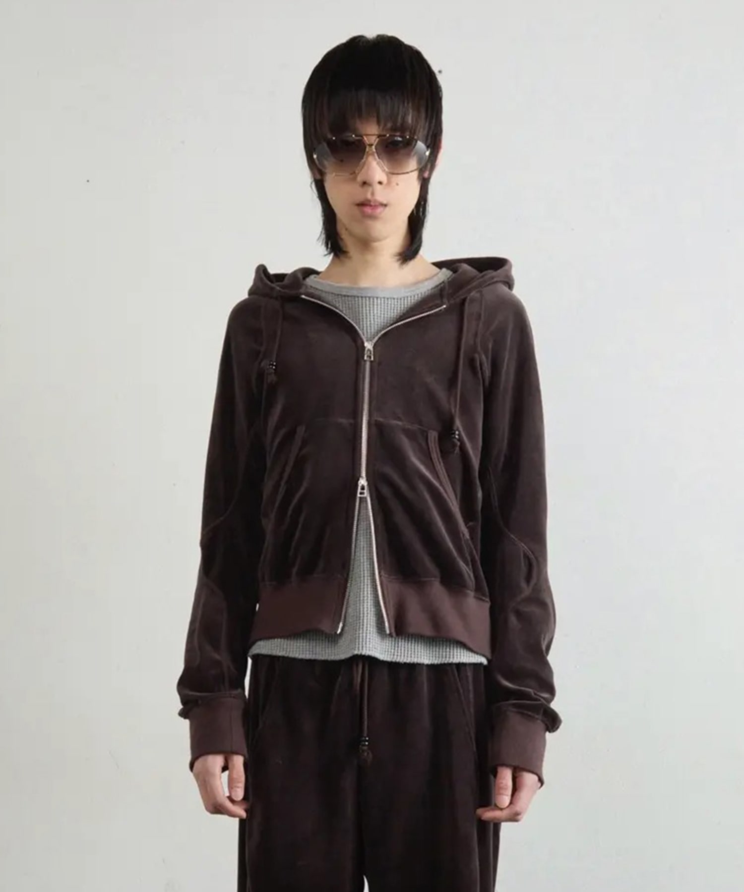 VELOUR ZIP UP HOODIE