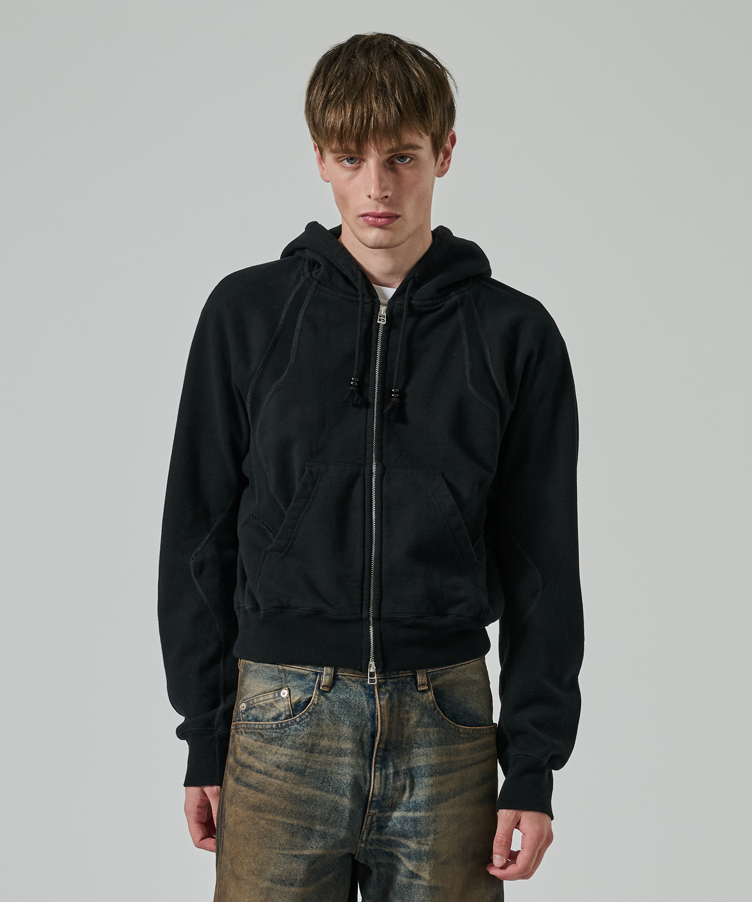 PANELLED ZIP UP HOODIE