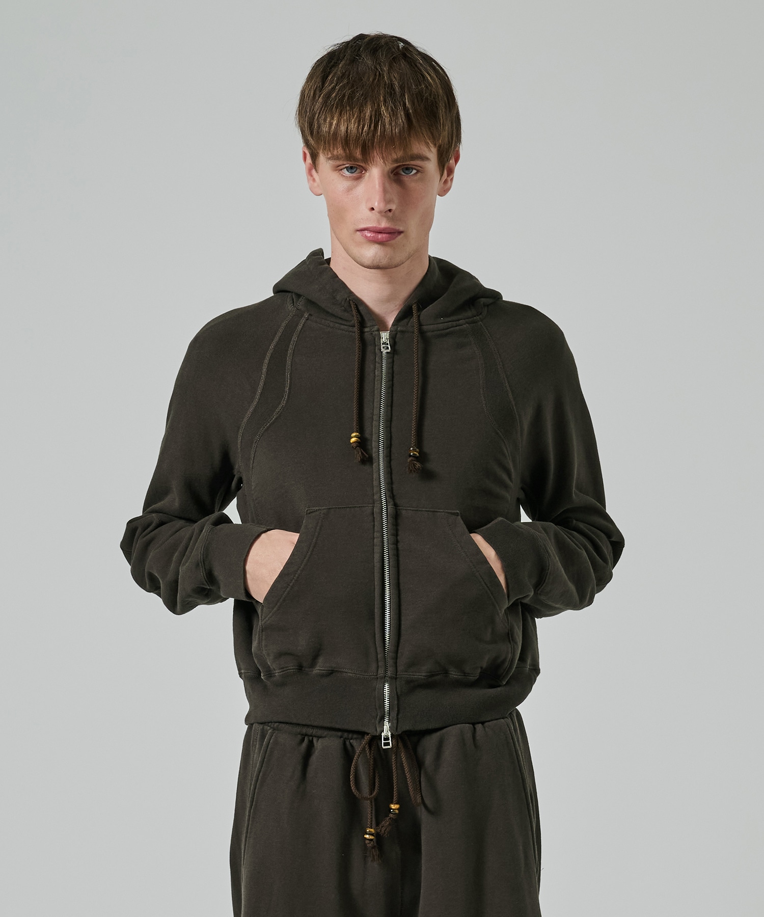 PANELLED ZIP UP HOODIE