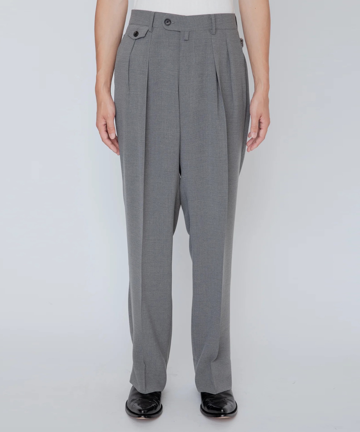 MELANGE TWILL WIDE TROUSERS