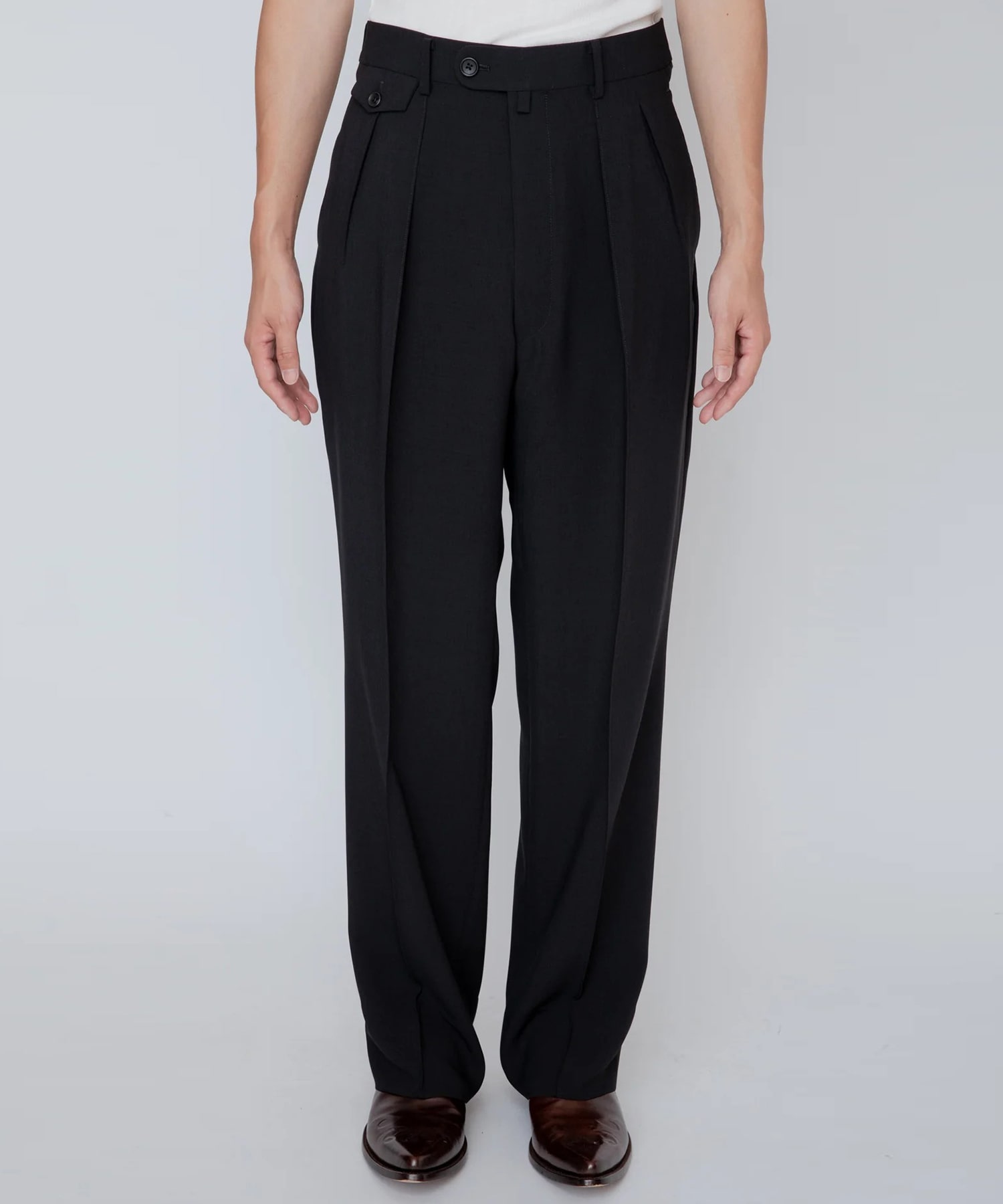 MELANGE TWILL WIDE TROUSERS