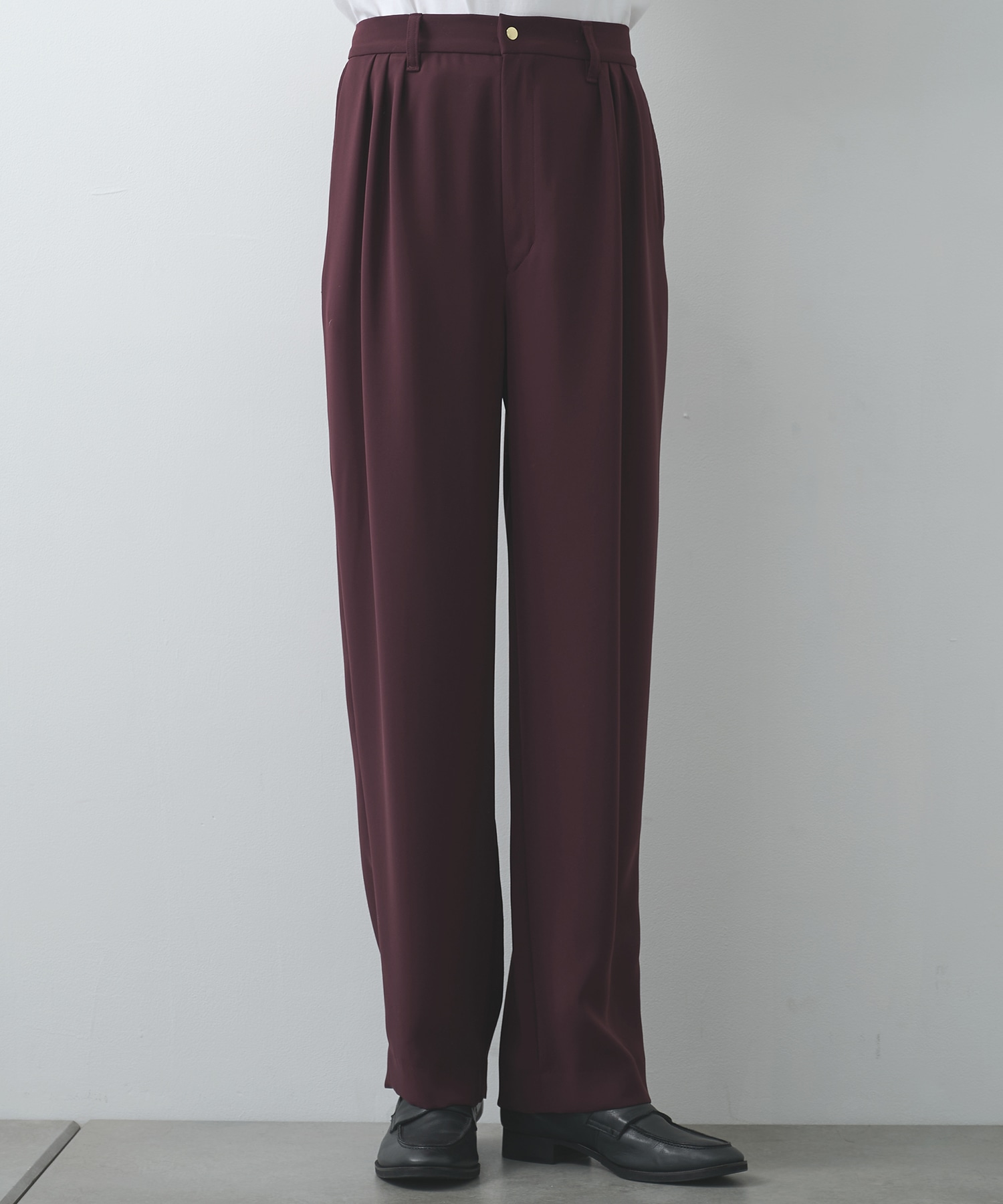 Double Cloth 3Tuck Semi Wide Pants