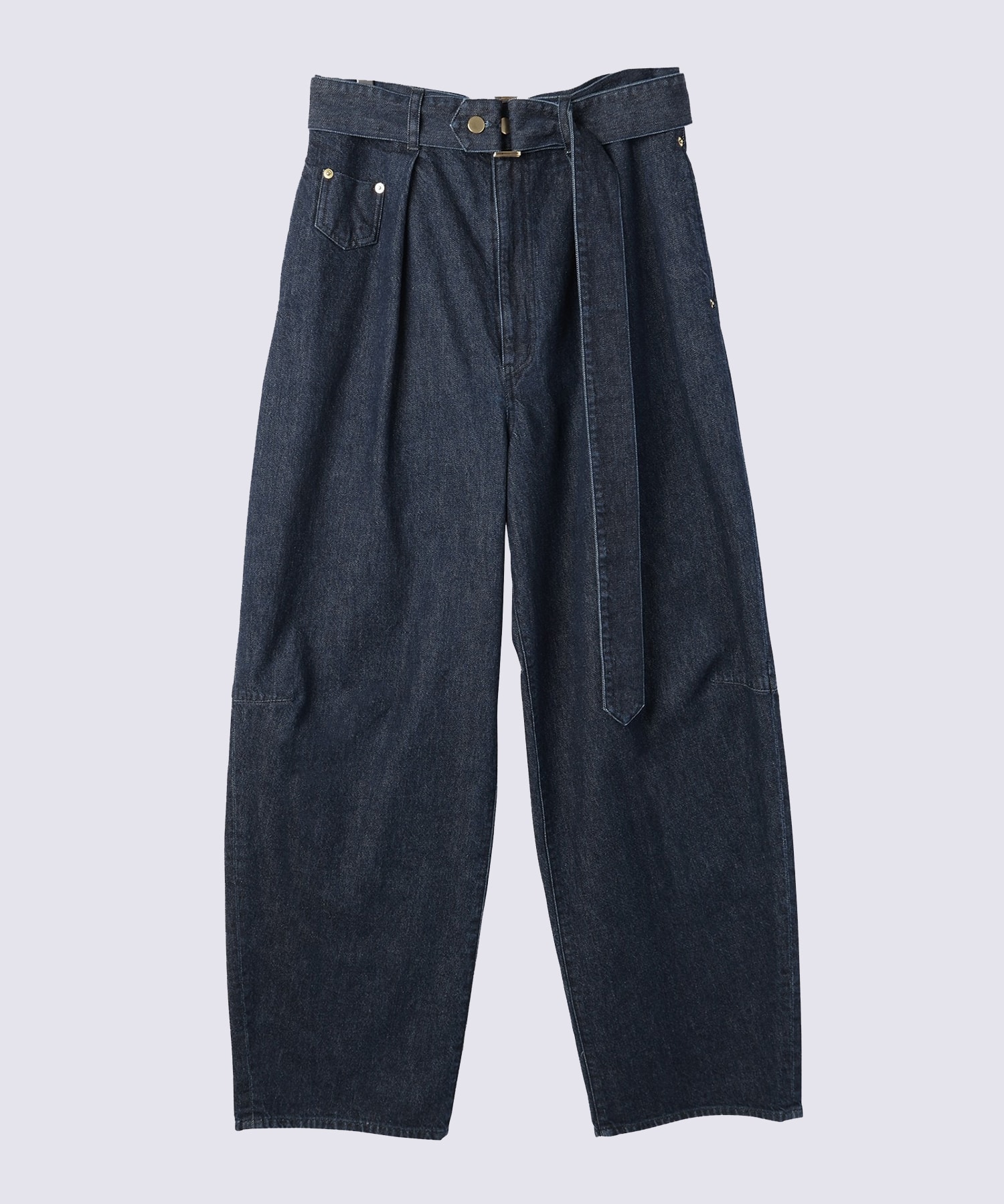 Barrel 1Tuck Wide Denim Pants with Long Belt