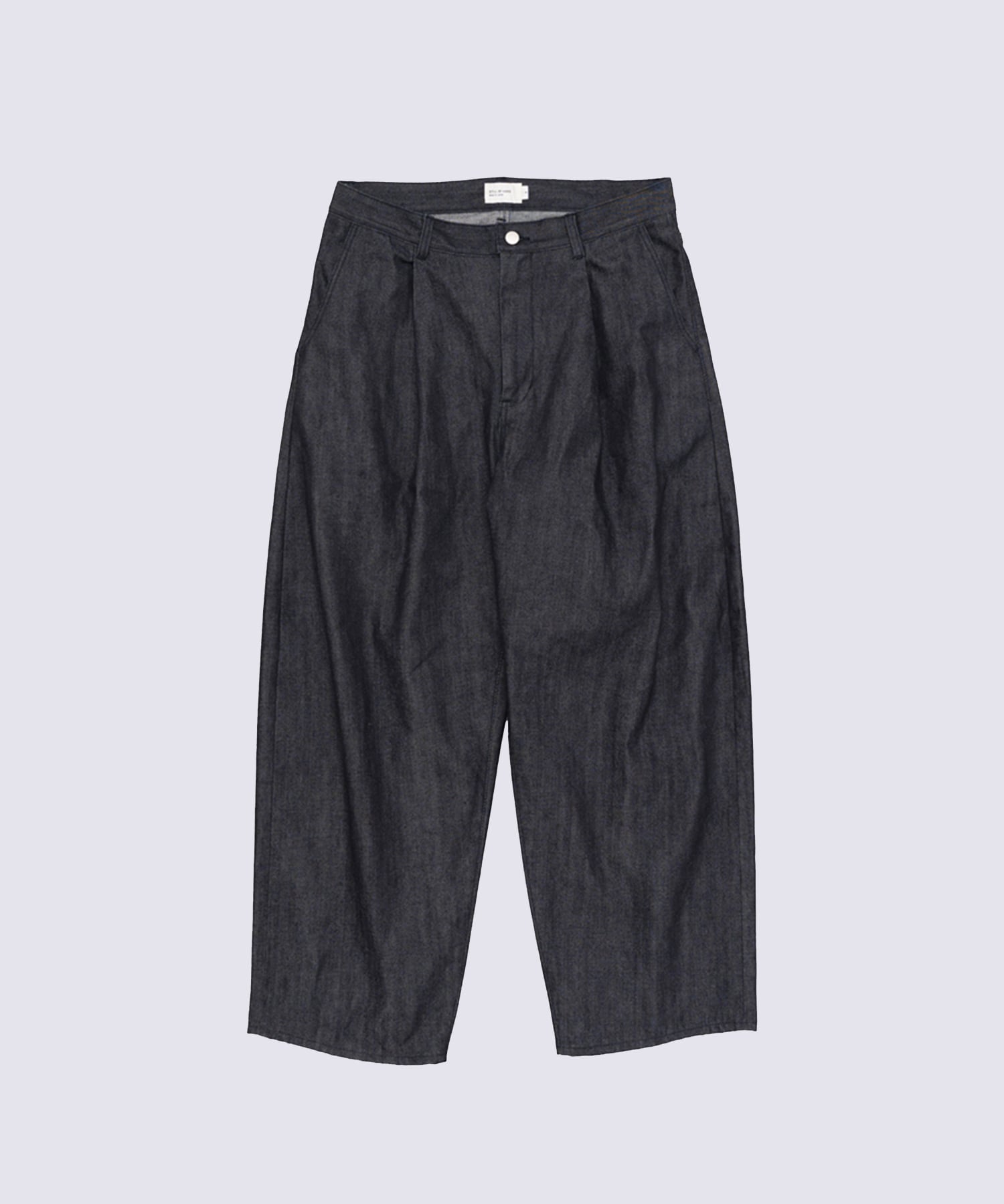 Deep tuck wide denim pants