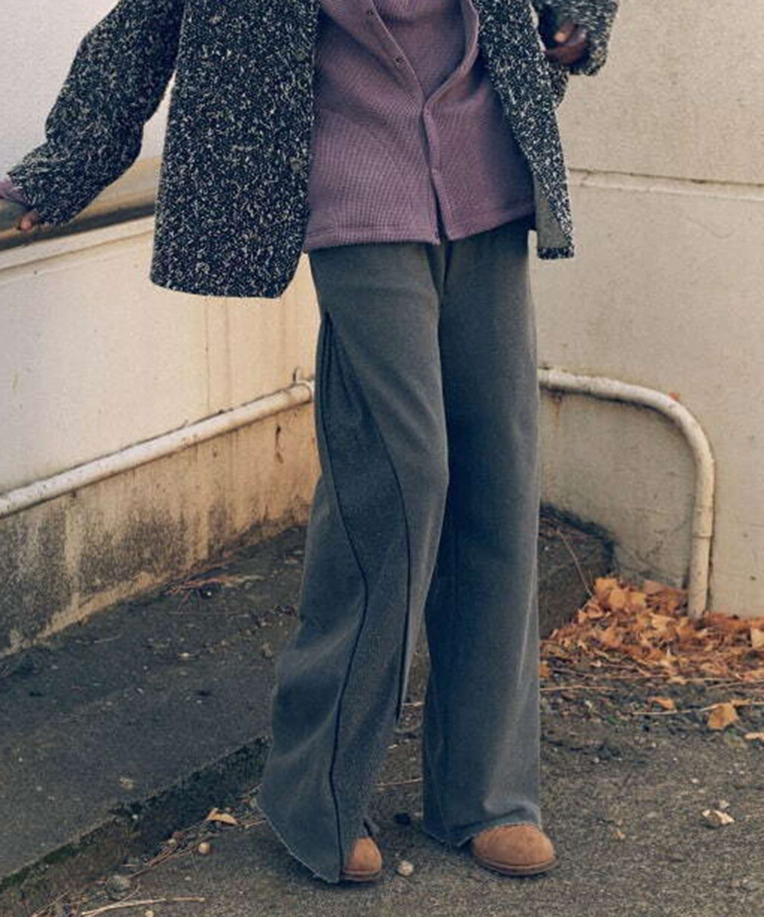 NEW RIB BAGGY PANTS- Pigment Print French Terry